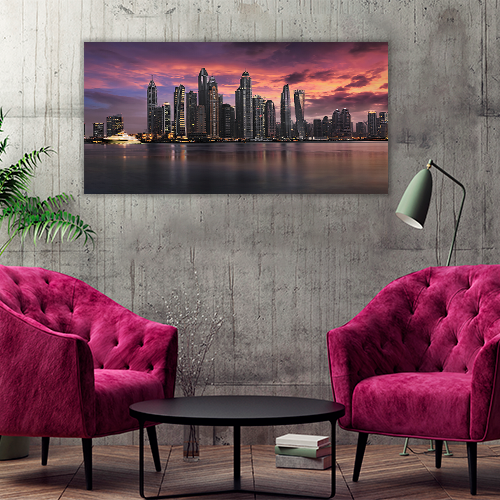 Dubai Marina During a Cloudy Sunset