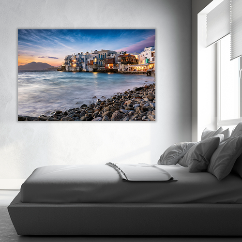 Little Venice after sunset in Mykonos