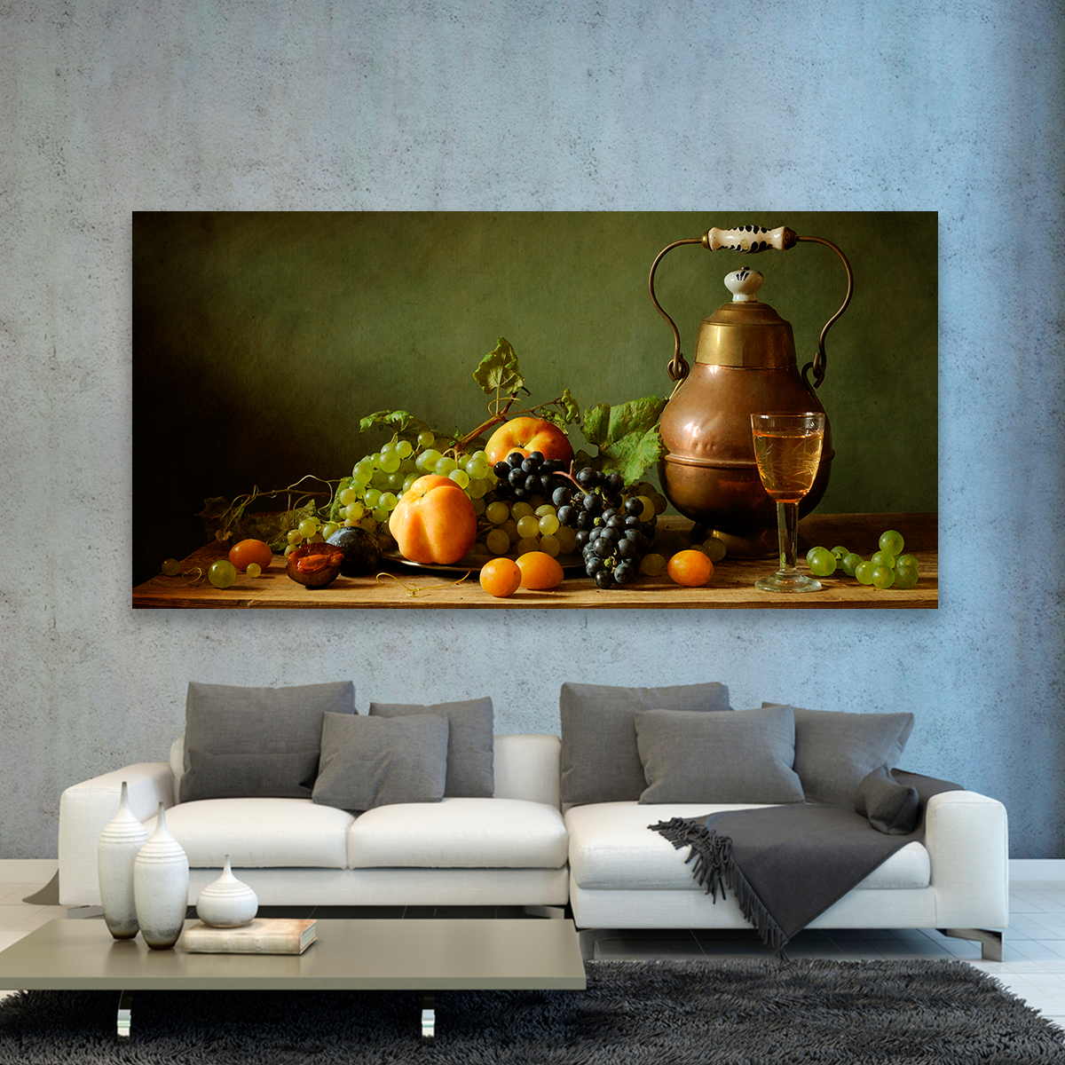 Frutas Y Laton Sobre Mesa