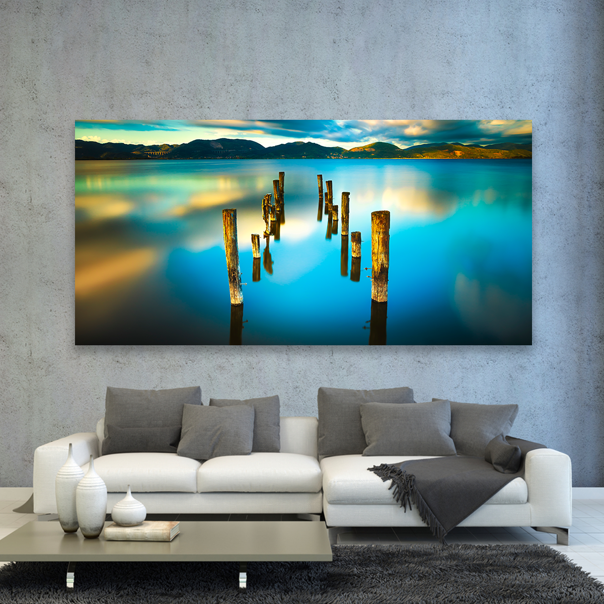 Lago Nubes Azul Vibrante