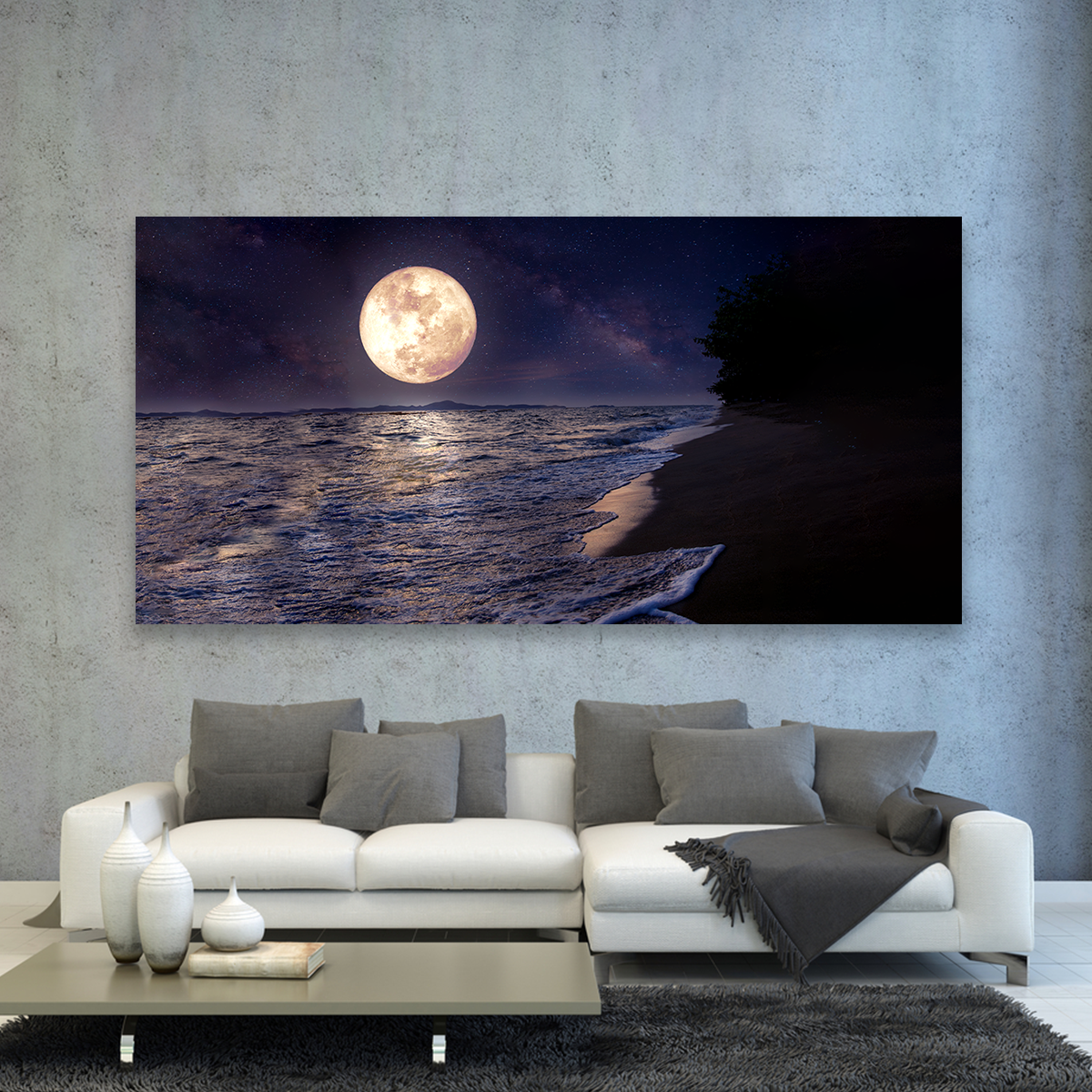 Mar Luna Llena Luz