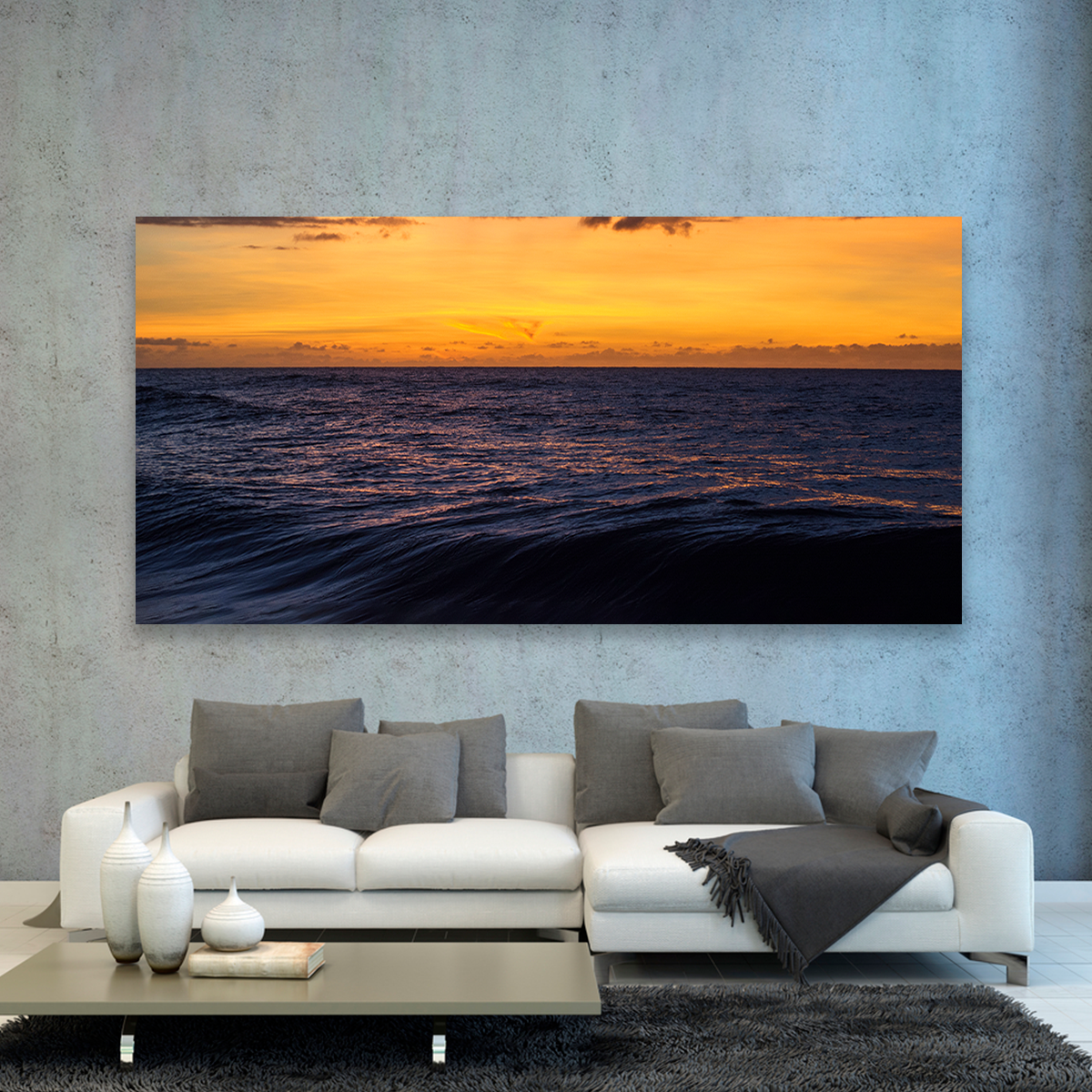 Playa Y Mar En Atardecer