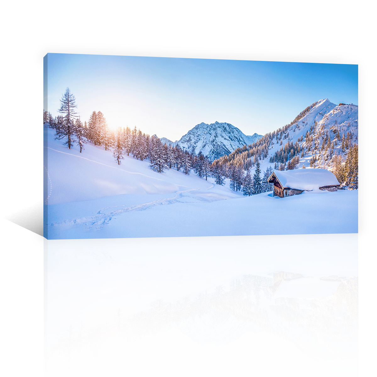 Montañas Cabaña Y Nieve