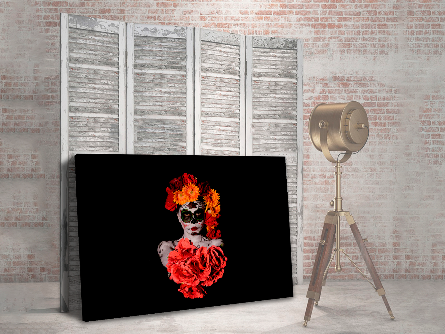 Catrina con flores rojas