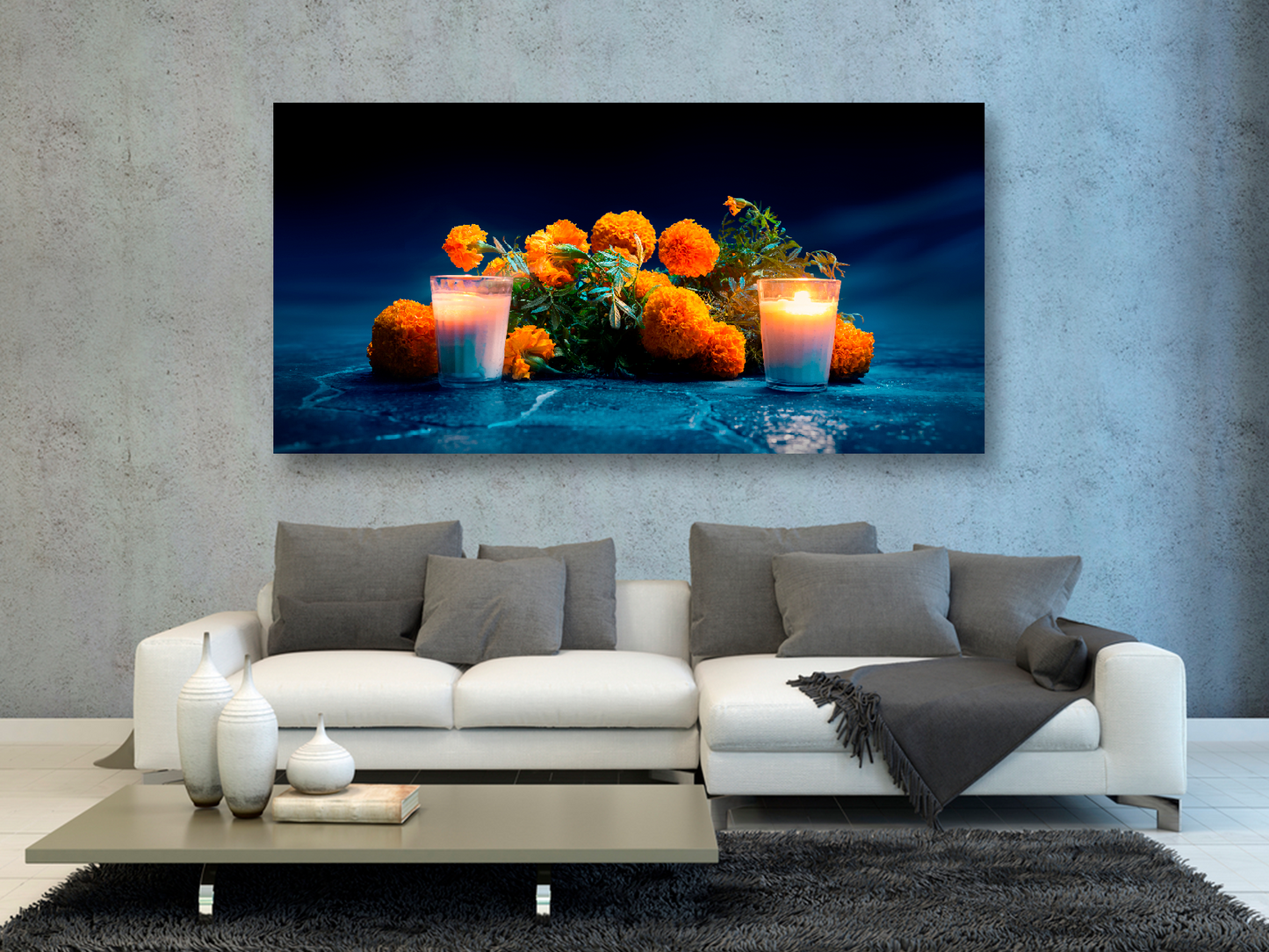 Cempasúchil con velas