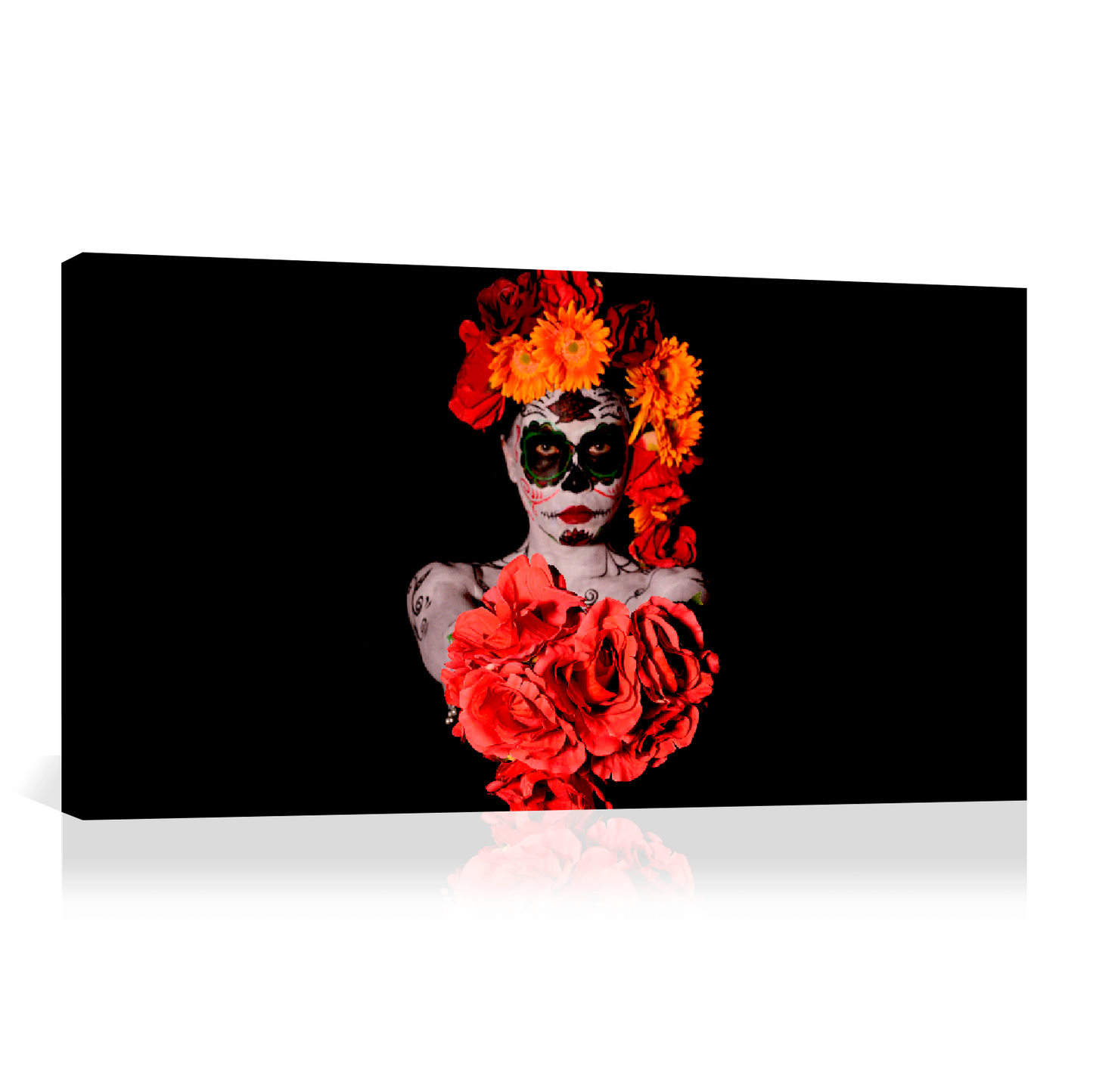 Catrina con flores rojas