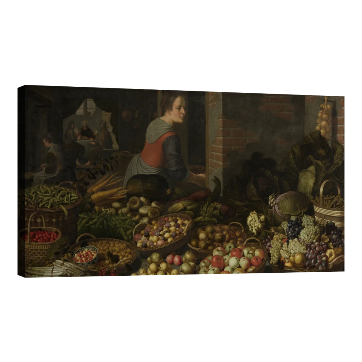 Bodegon Con Frutas Y Verduras Con Cristo