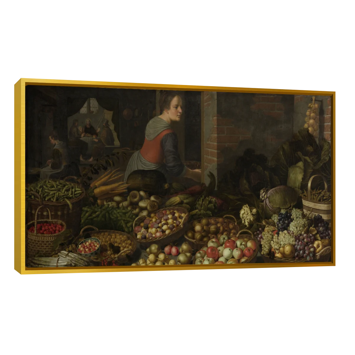 Bodegon Con Frutas Y Verduras Con Cristo