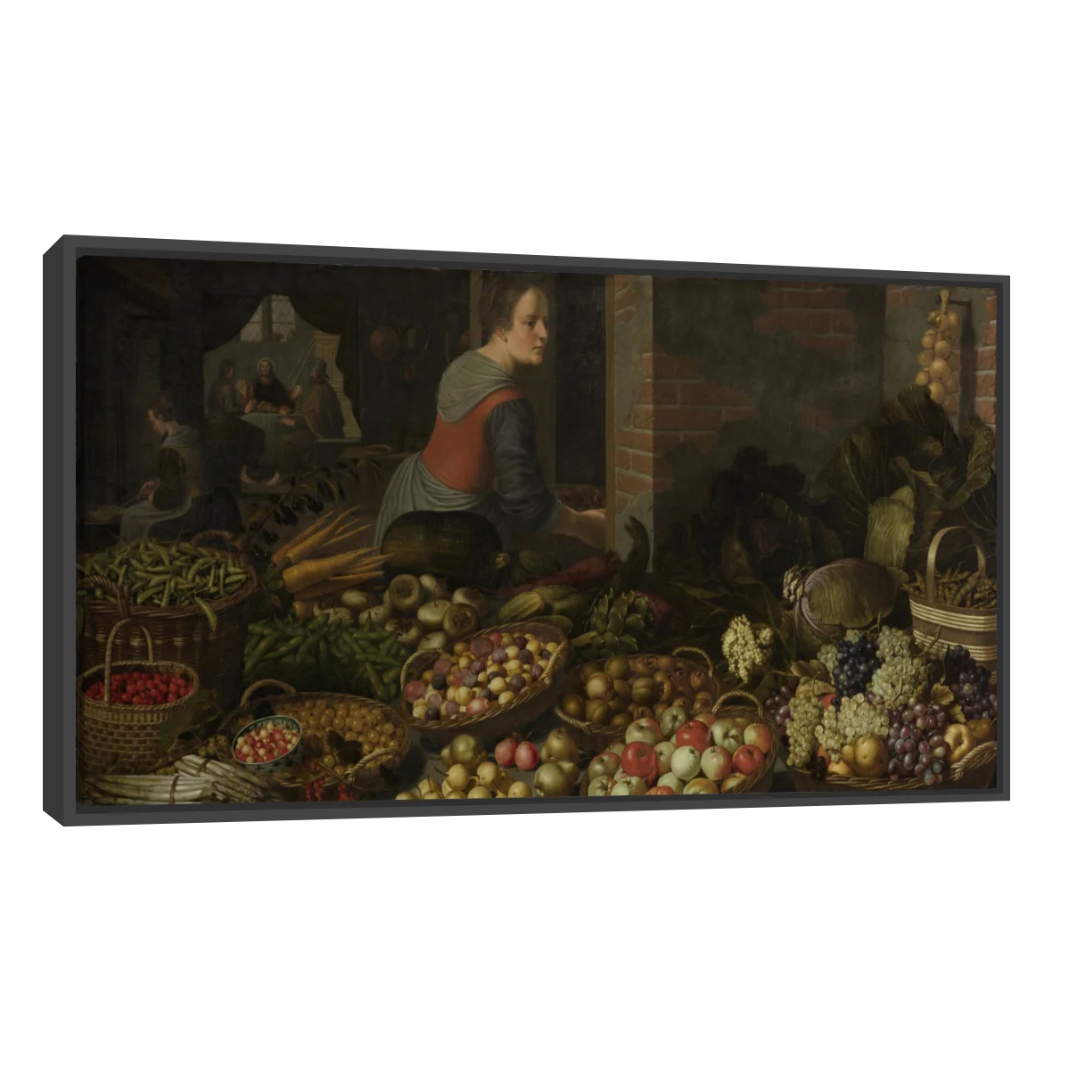 Bodegon Con Frutas Y Verduras Con Cristo