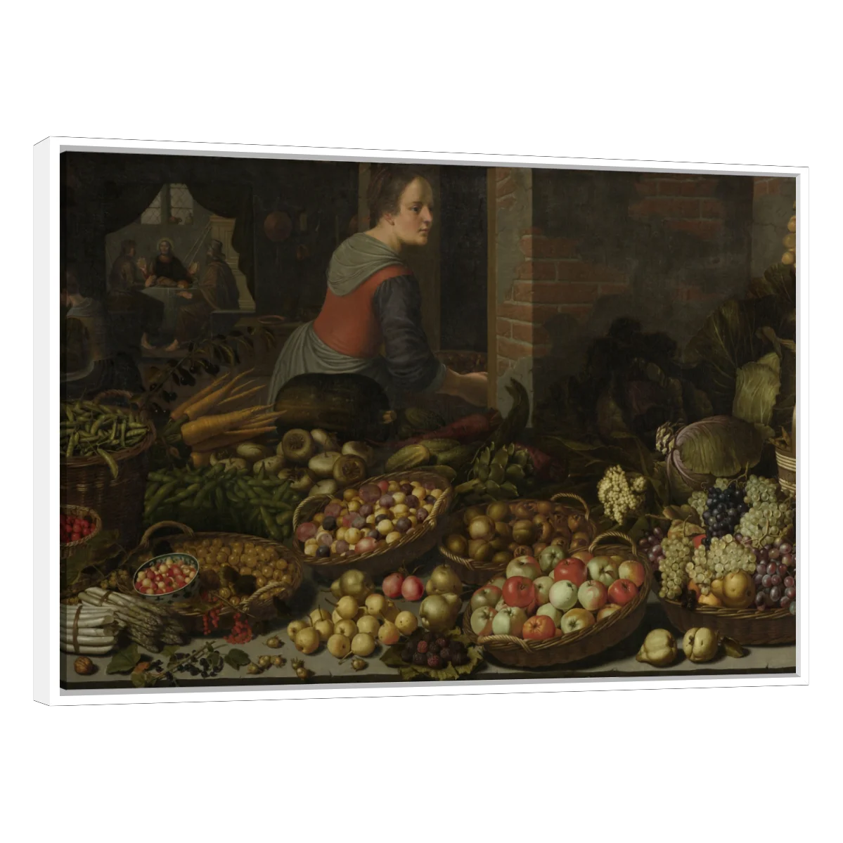 Bodegon Con Frutas Y Verduras Con Cristo