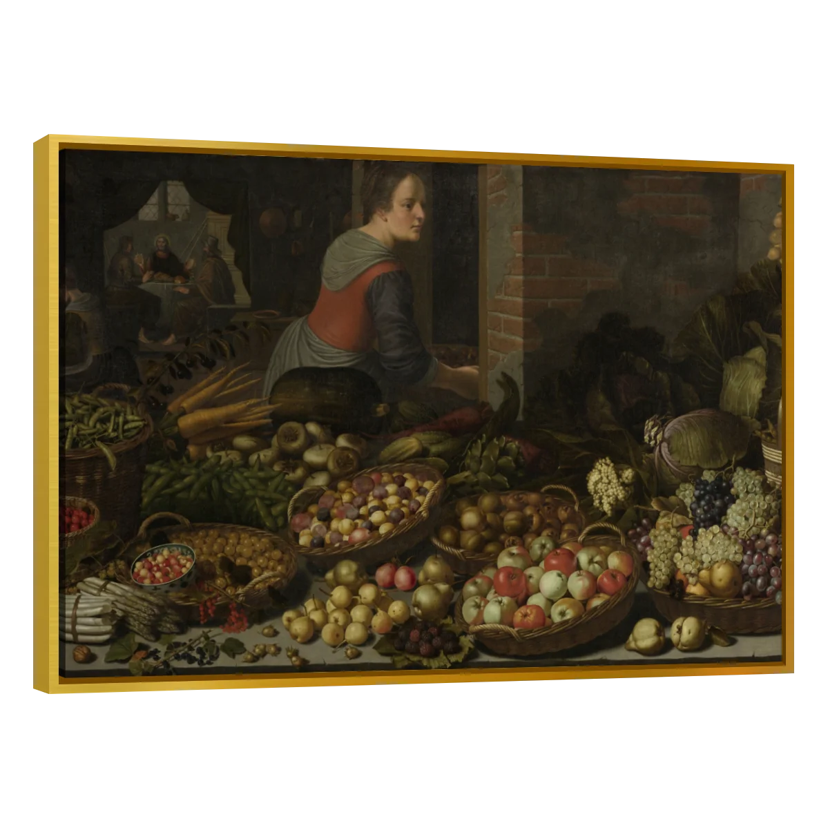 Bodegon Con Frutas Y Verduras Con Cristo