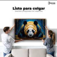 Cuadros Decorativos Canvas Revolution | Abrazo Panda Dorado | Colgar