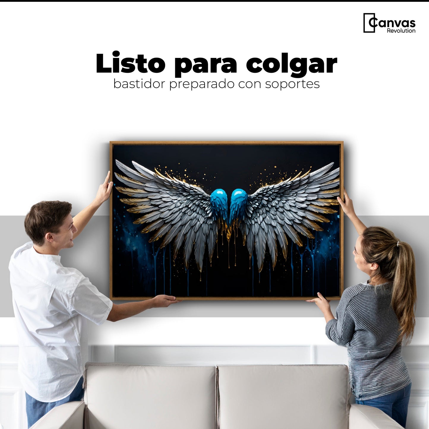 Cuadros Decorativos Canvas Revolution | Alas Azul Plata | Colgar