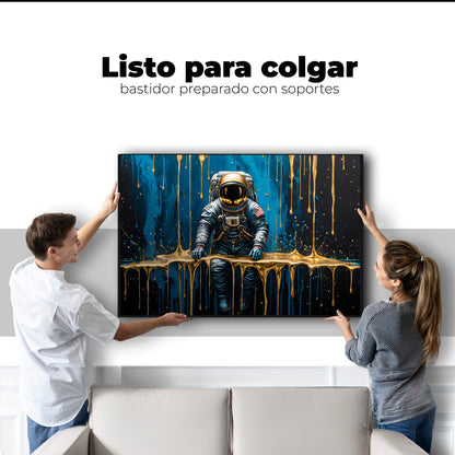 Cuadros Decorativos Canvas Revolution | Astronauta Dorado | Colgar