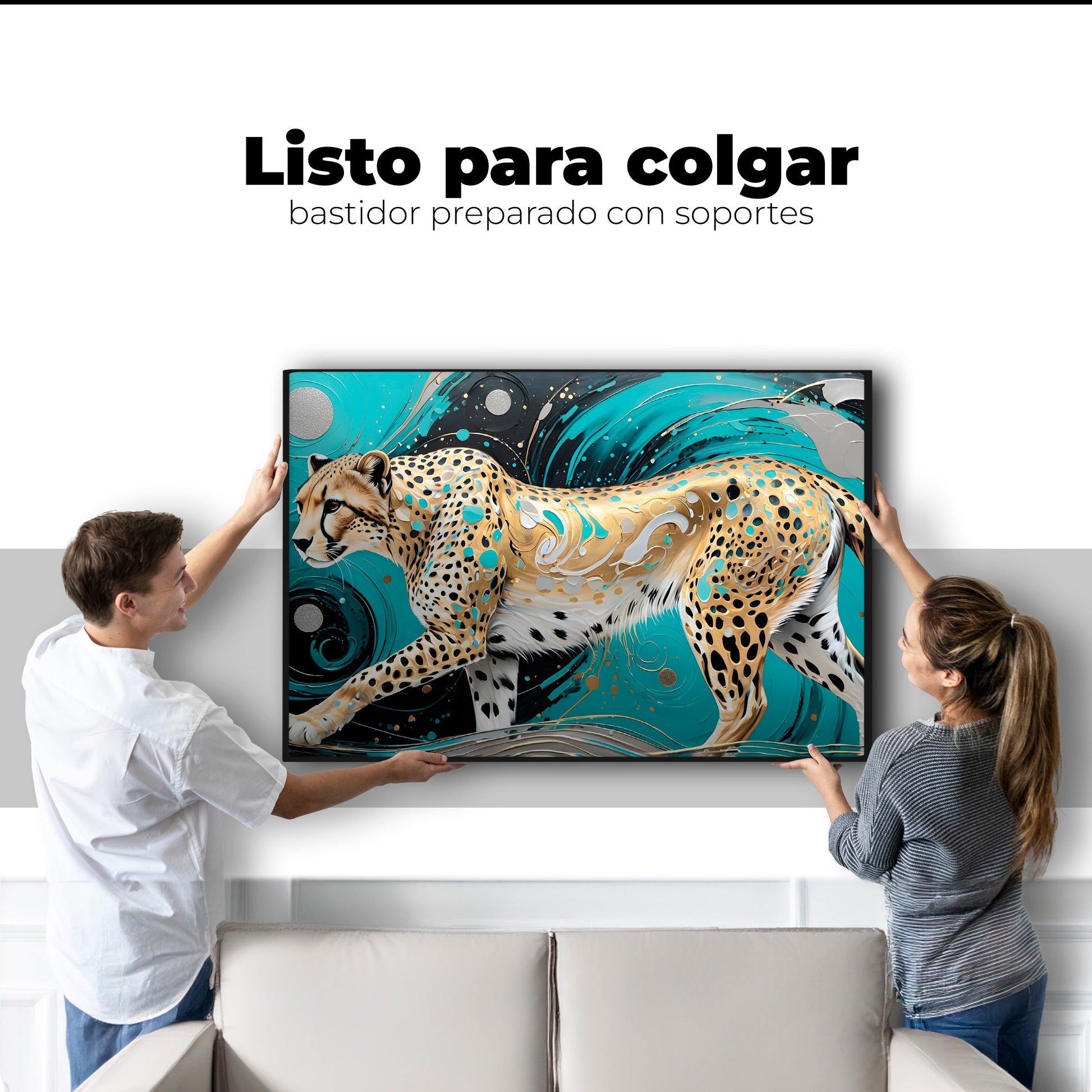 Cuadros Decorativos Canvas Revolution | Cheetah Dorado | Colgar