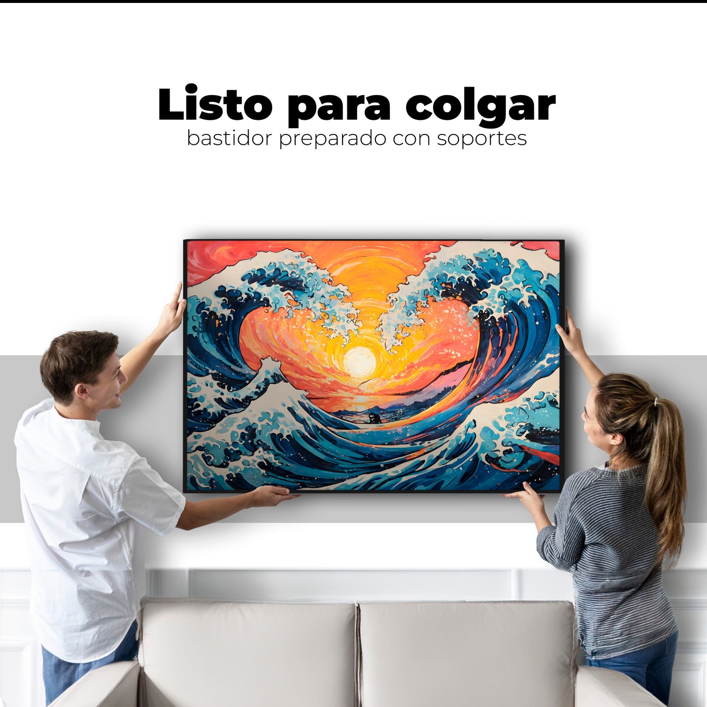 Cuadros Decorativos Canvas Revolution | Danza Olas Kanagawa | Colgar