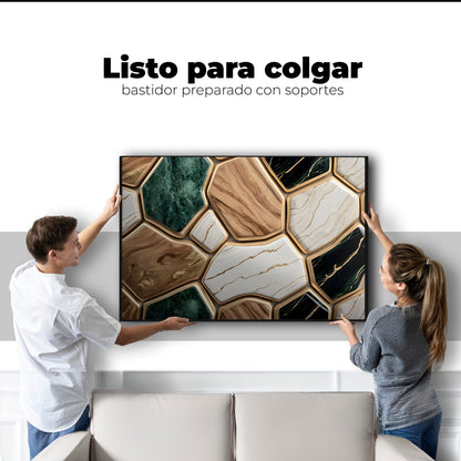 Cuadros Decorativos Canvas Revolution | Eco Hexagonal Aureo | Colgar