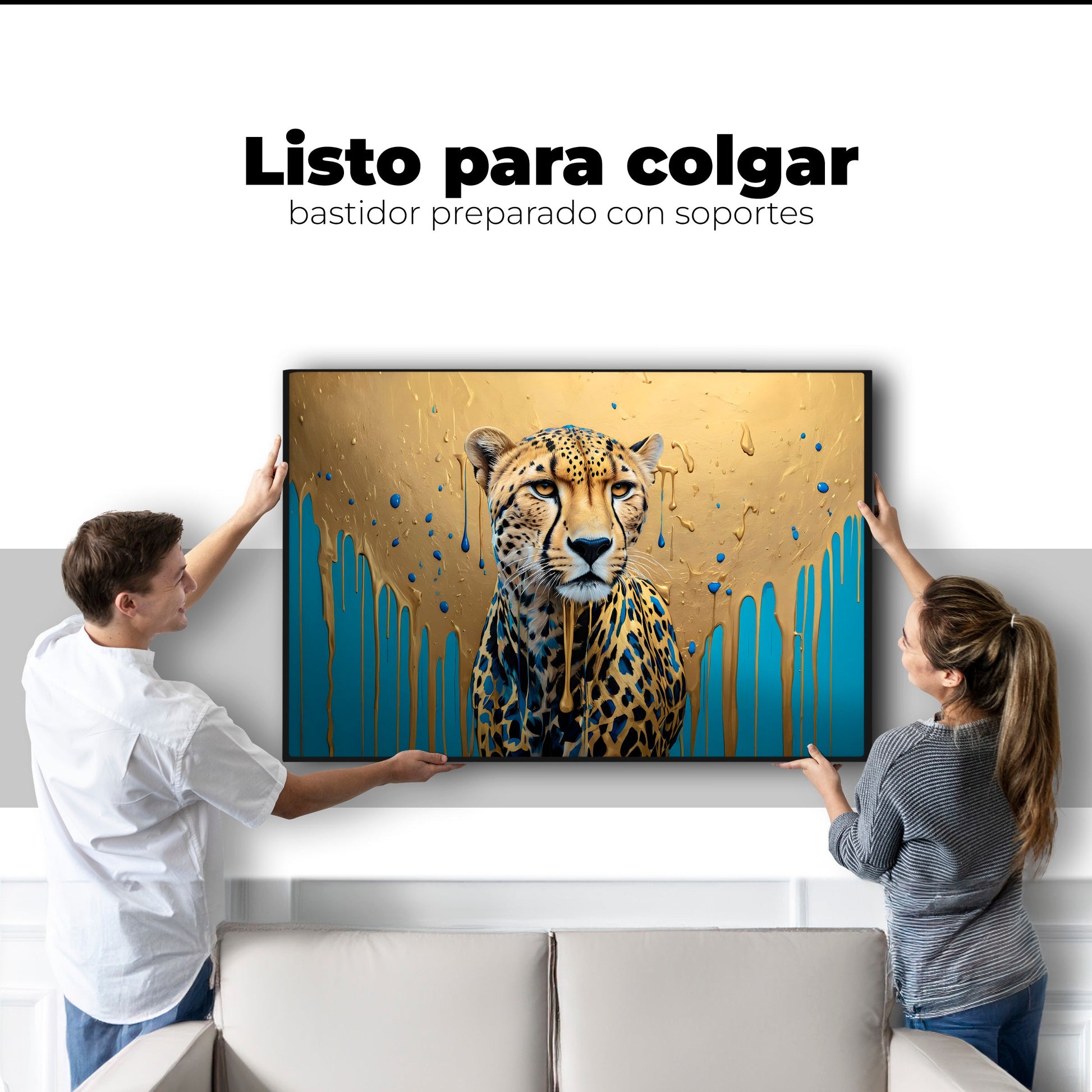 Cuadros Decorativos Canvas Revolution | Fuerza Felina Oro | Colgar