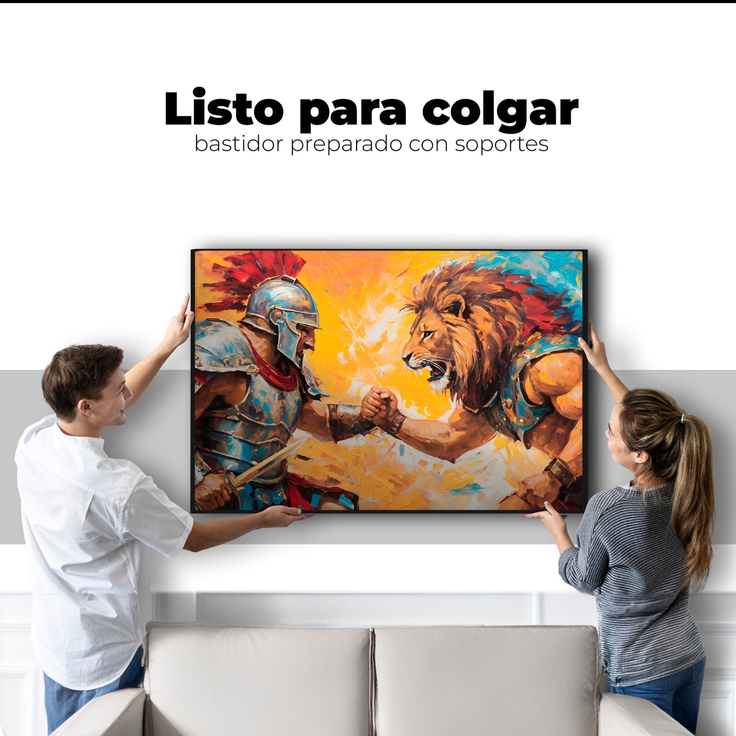 Cuadros Decorativos Canvas Revolution | Gladiador Vs Leon | Colgar