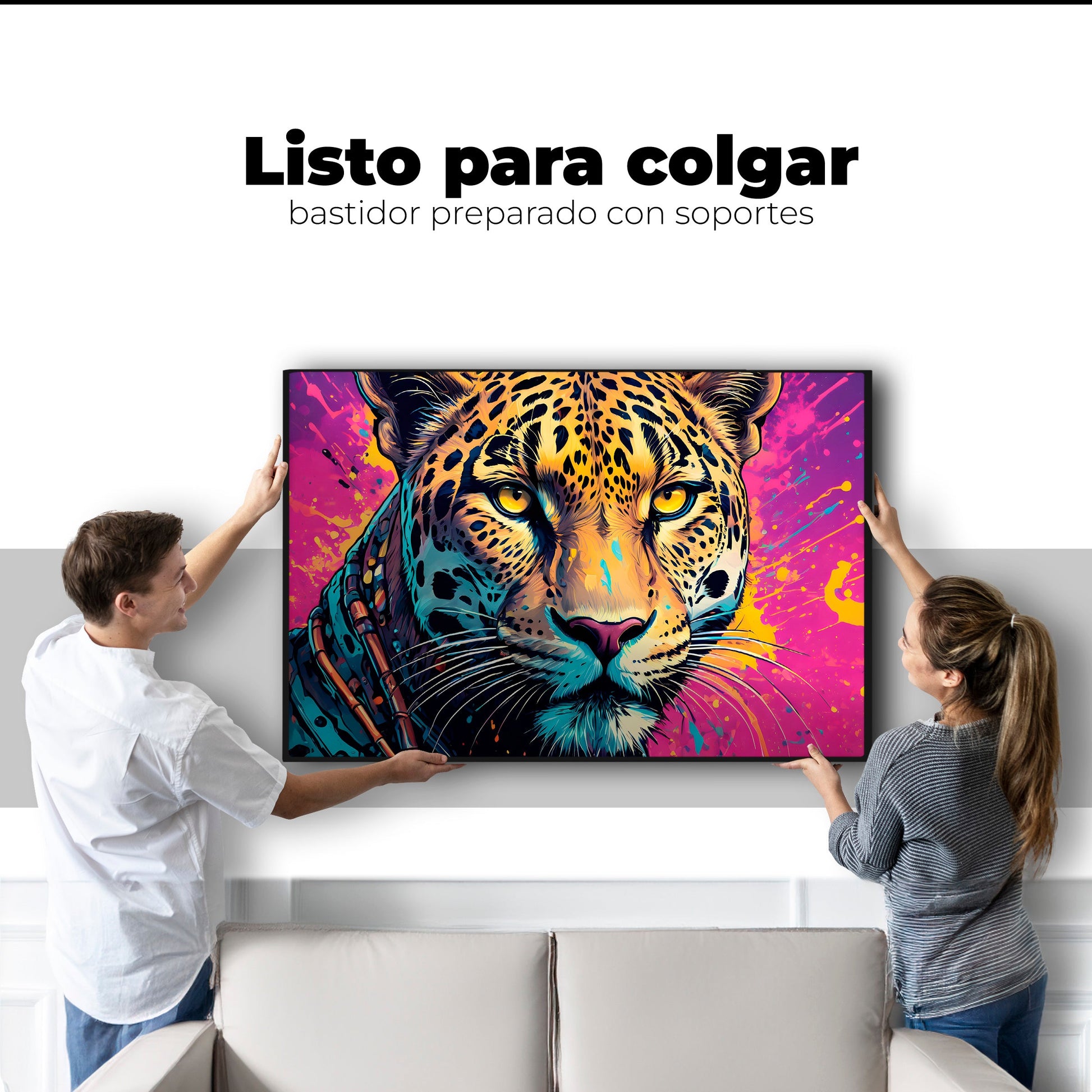 Cuadros Decorativos Canvas Revolution | Leopardo Colorido | Colgar