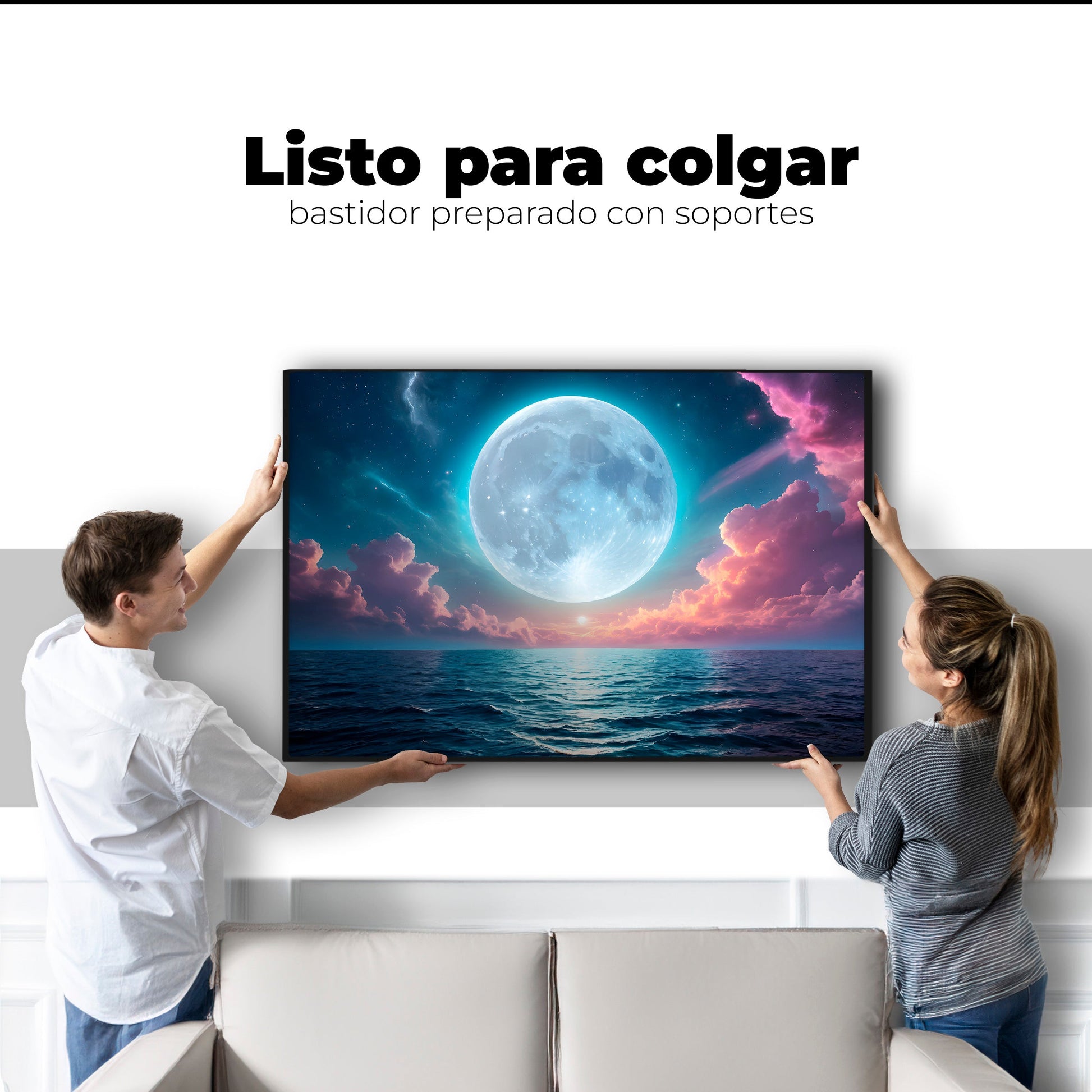 Cuadros Decorativos Canvas Revolution | Luna Sobre Oceano | Colgar