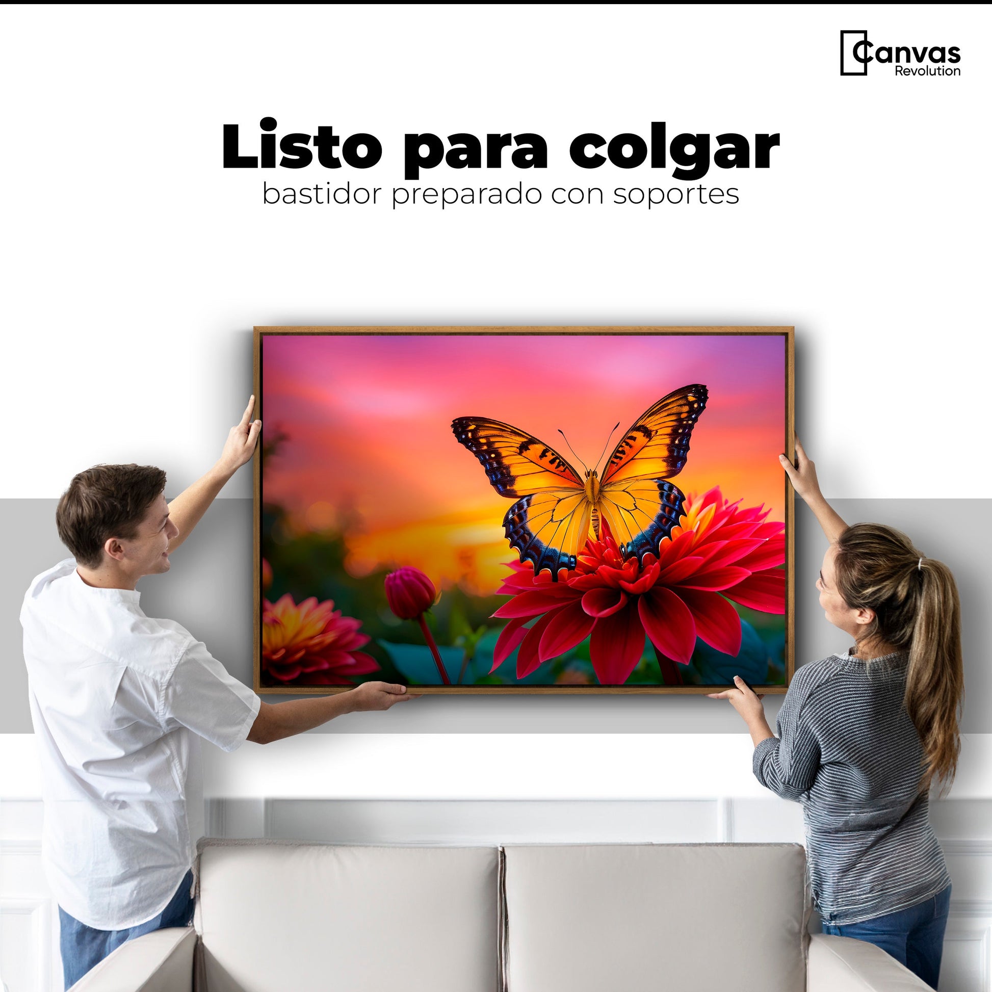 Cuadros Decorativos Canvas Revolution | Mariposa Y Petalos | Colgar