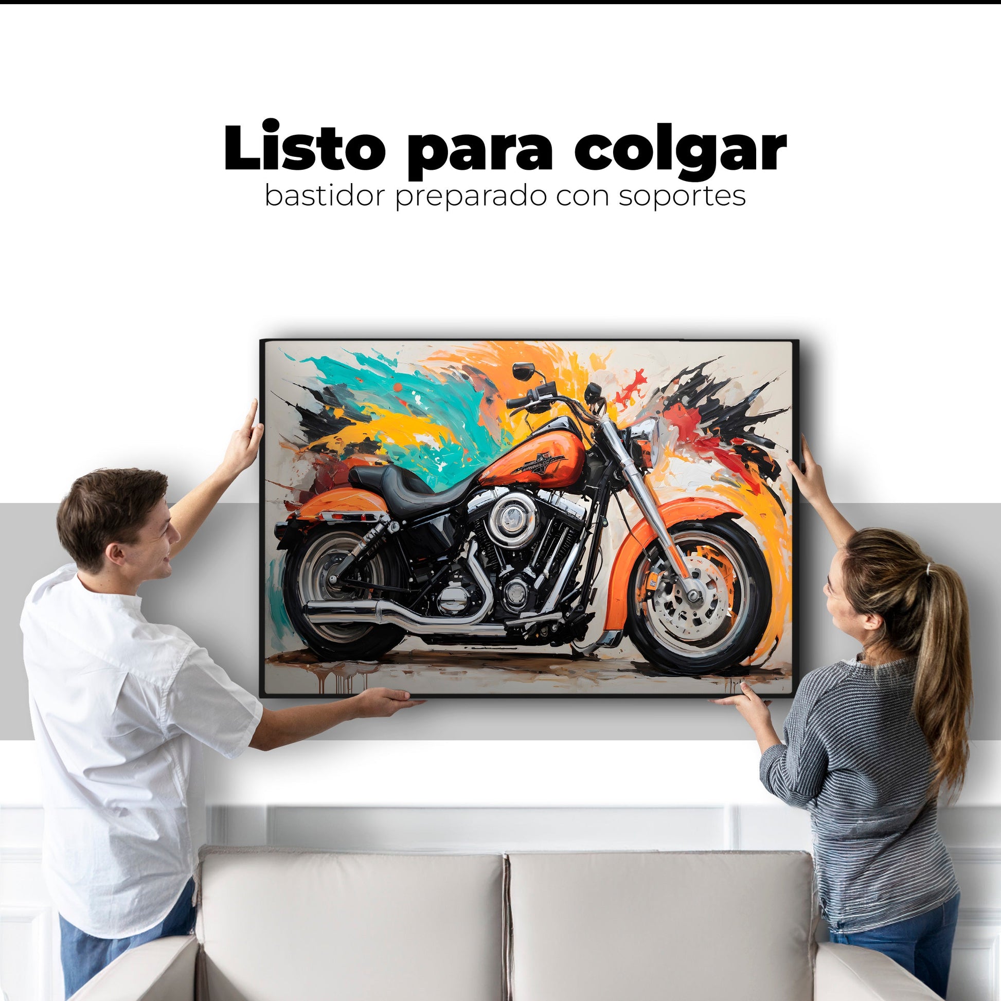 Cuadros Decorativos Canvas Revolution | Motocicleta Clasica | Colgar