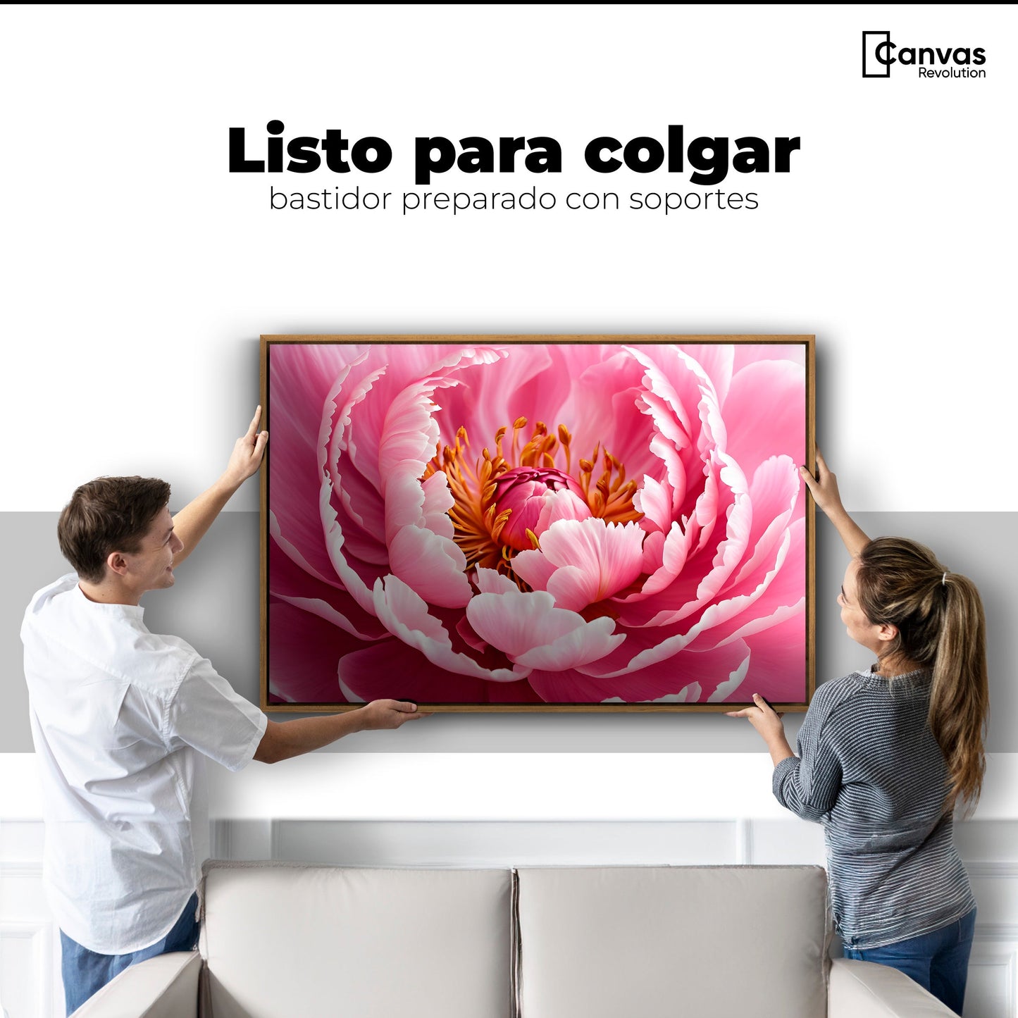 Cuadros Decorativos Canvas Revolution | Peonia Rosa Abierta | Colgar