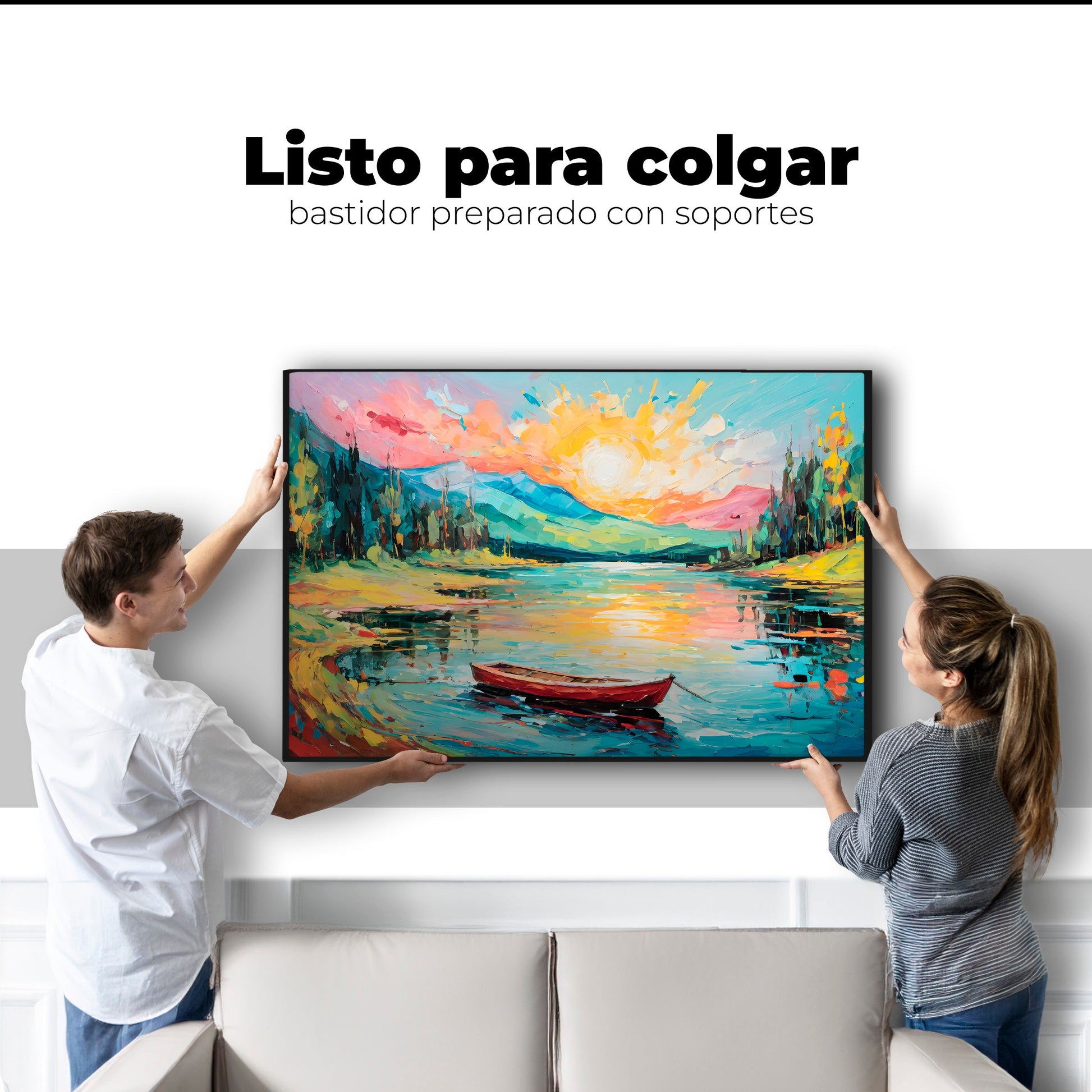 Cuadros Decorativos Canvas Revolution | Reflejos Bote Lago | Colgar