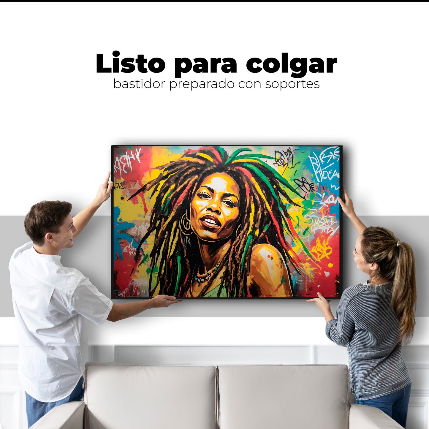Cuadros Decorativos Canvas Revolution | Retrato Rasta Urban | Colgar