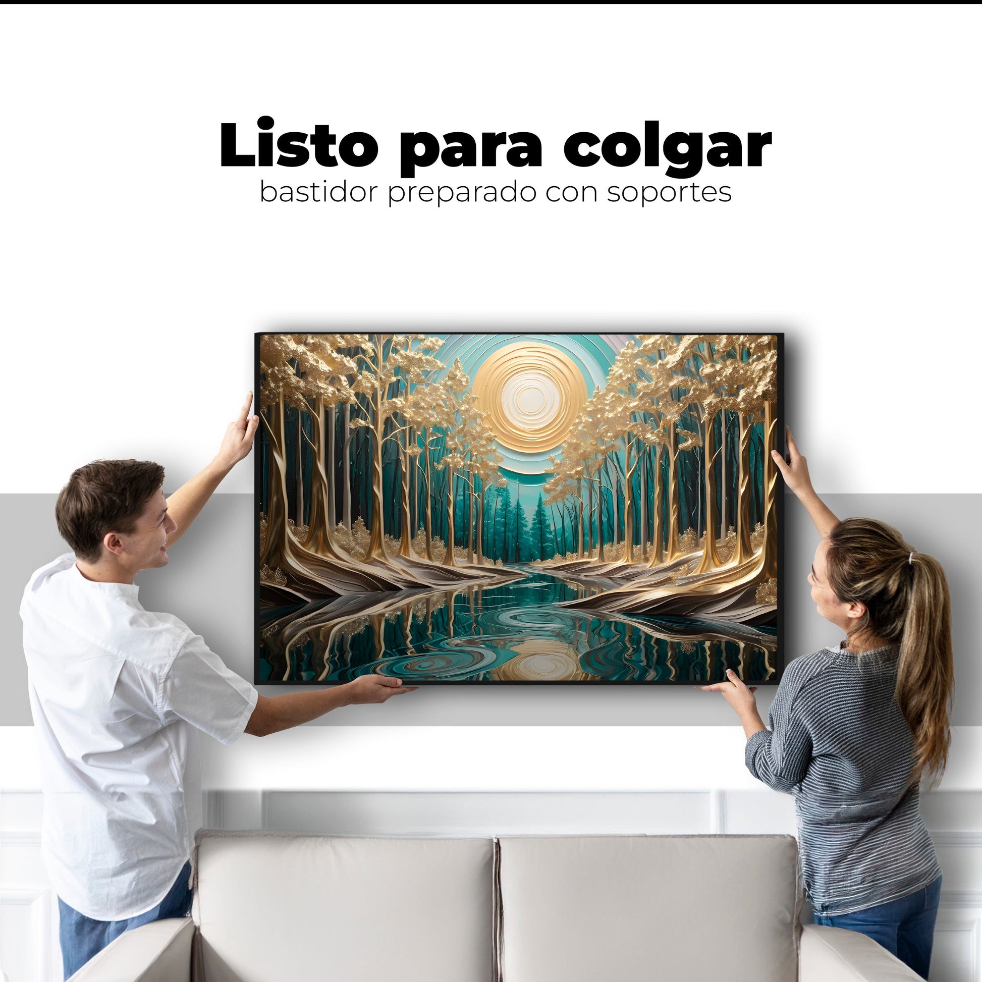 Cuadros Decorativos Canvas Revolution | Rio Calma Dorado | Colgar