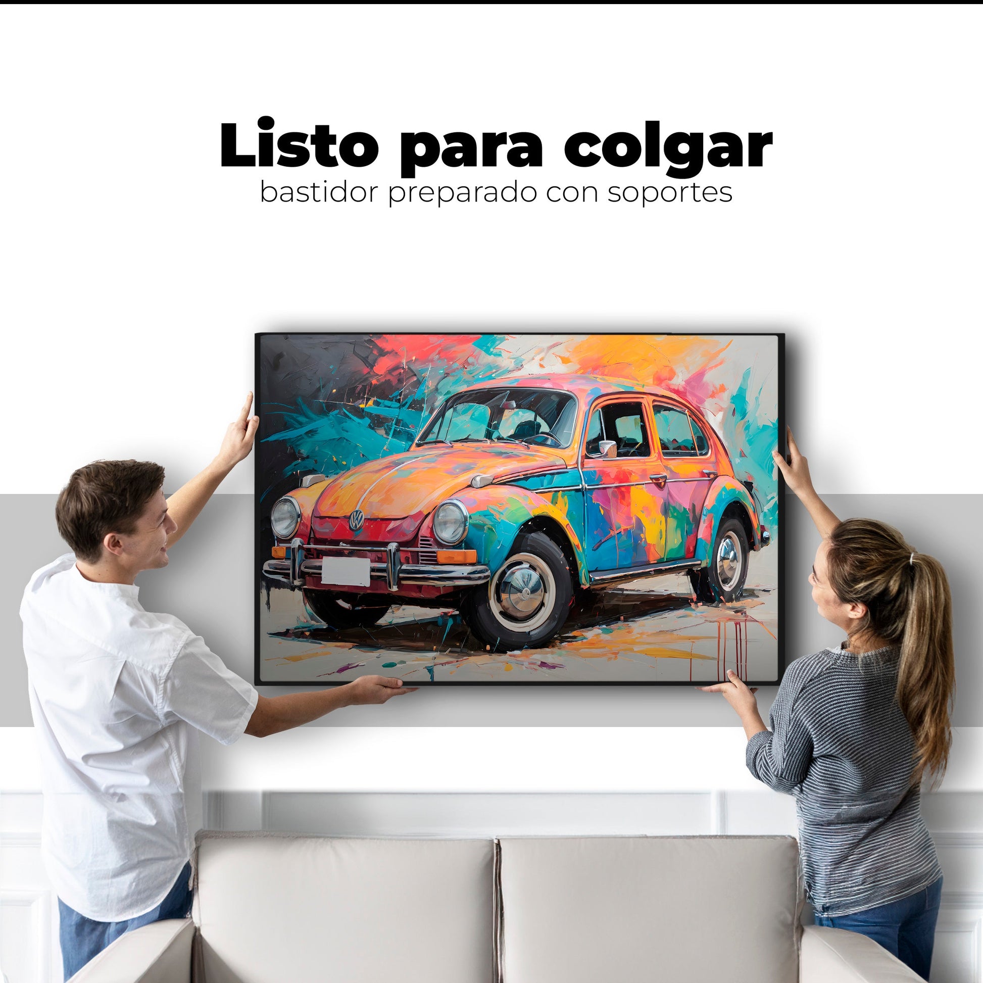 Cuadros Decorativos Canvas Revolution | Vocho Colorido | Colgar