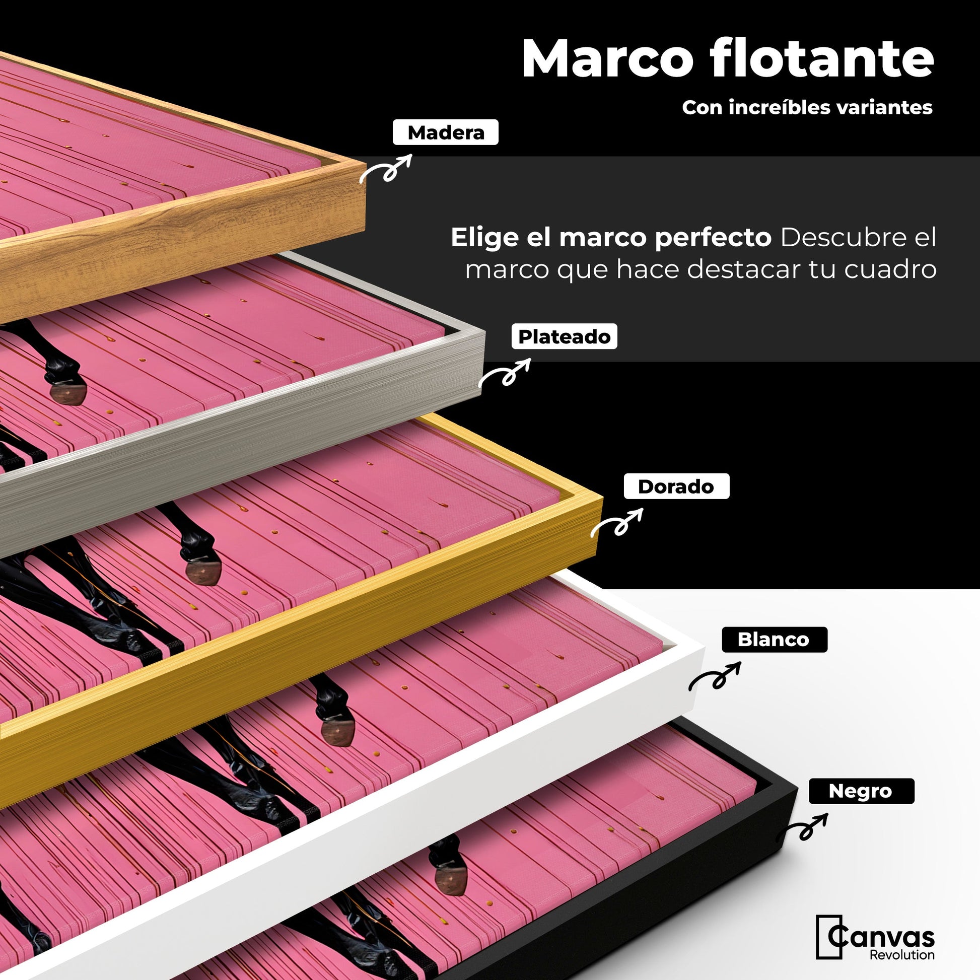 Cuadros Decorativos Canvas Revolution | Caballo Oro Rosa | ColoresMarco