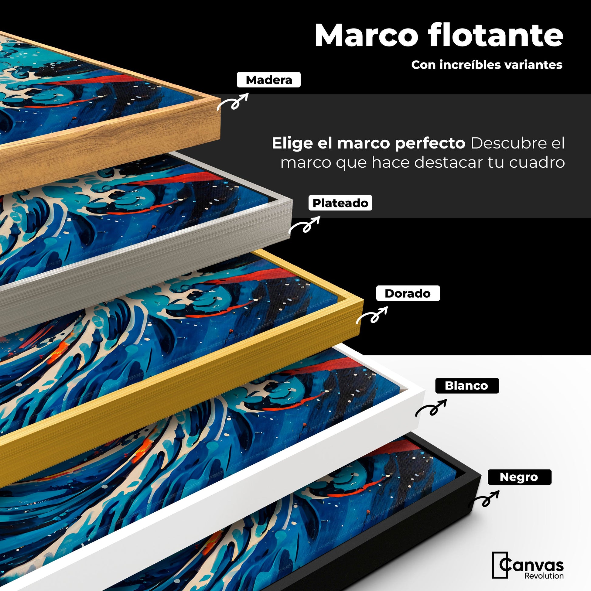 Cuadros Decorativos Canvas Revolution | Danza Olas Kanagawa | ColoresMarco