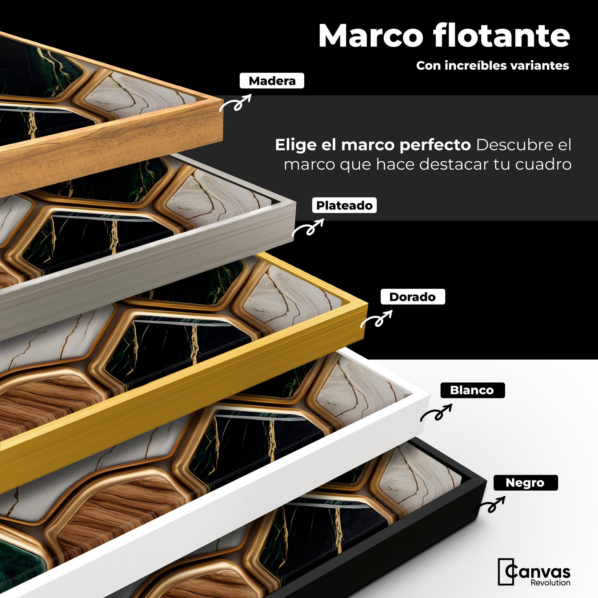 Cuadros Decorativos Canvas Revolution | Eco Hexagonal Aureo | ColoresMarco