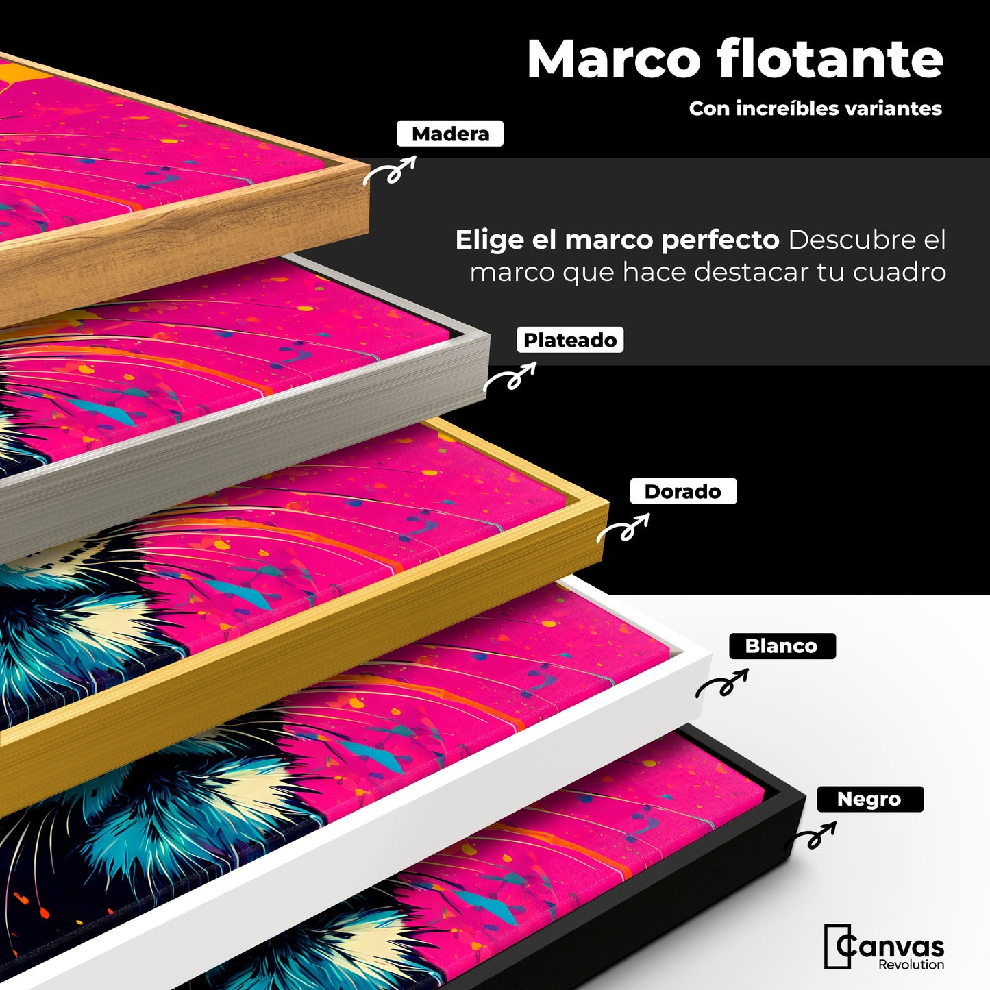 Cuadros Decorativos Canvas Revolution | Leopardo Colorido | ColoresMarco