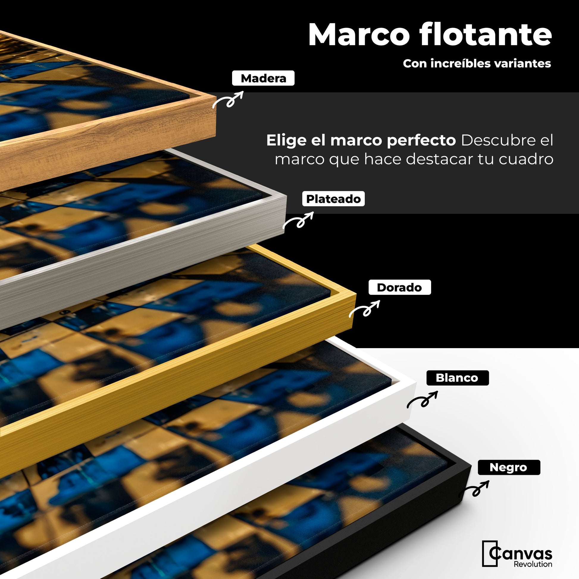 Cuadros Decorativos Canvas Revolution | Majestad Azul Oro | ColoresMarco