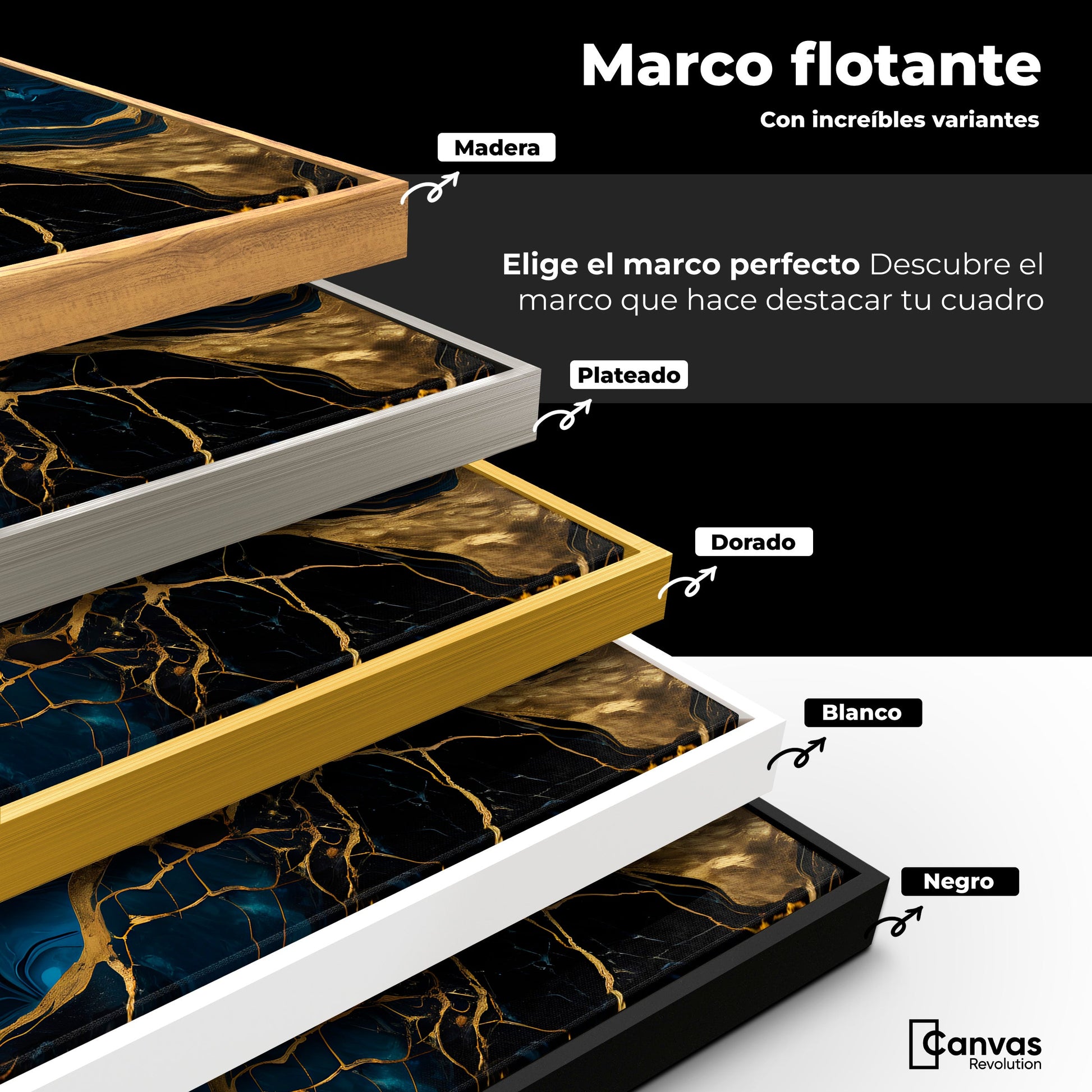 Cuadros Decorativos Canvas Revolution | Marmol Azul Oro | ColoresMarco