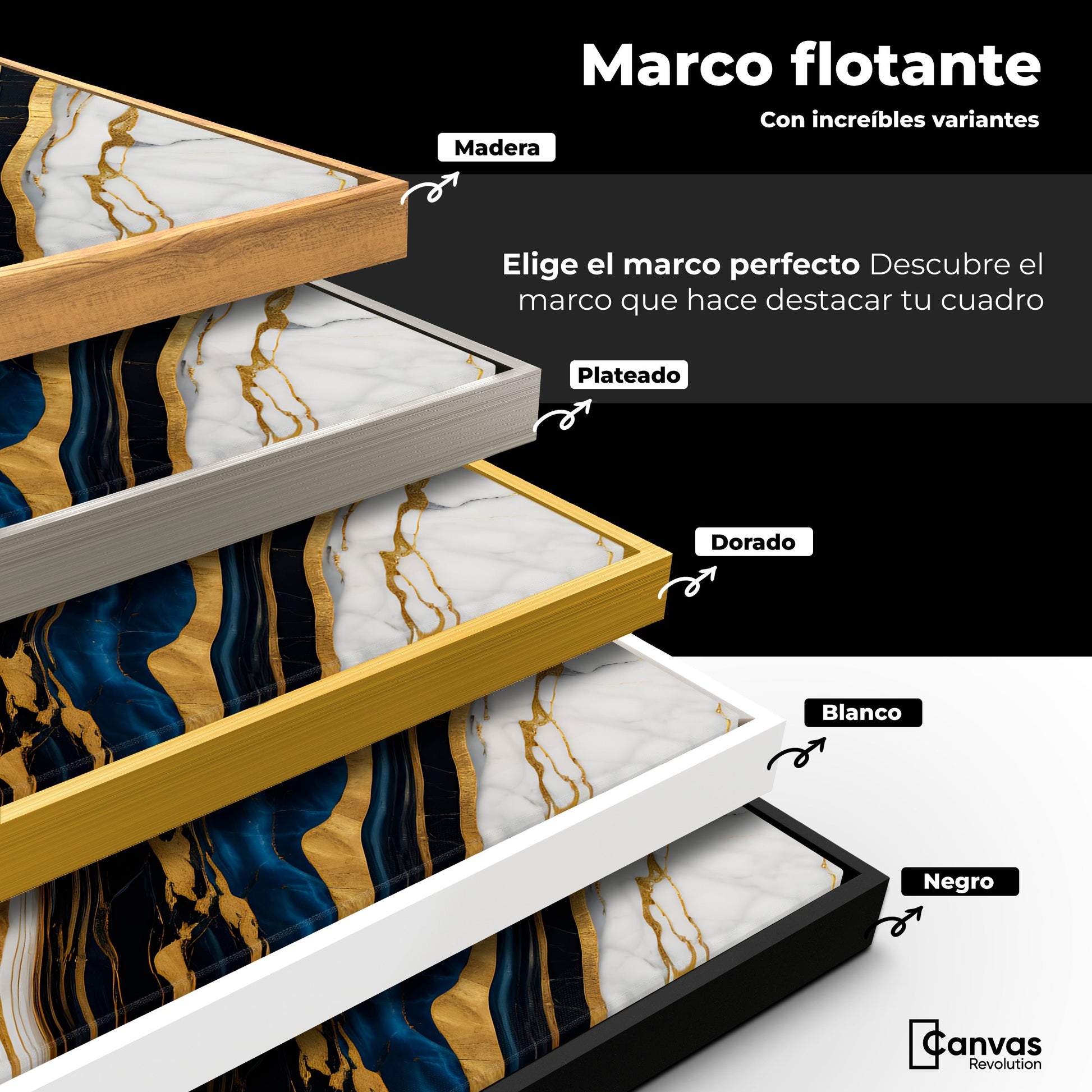 Cuadros Decorativos Canvas Revolution | Marmol Lujoso Oro | ColoresMarco