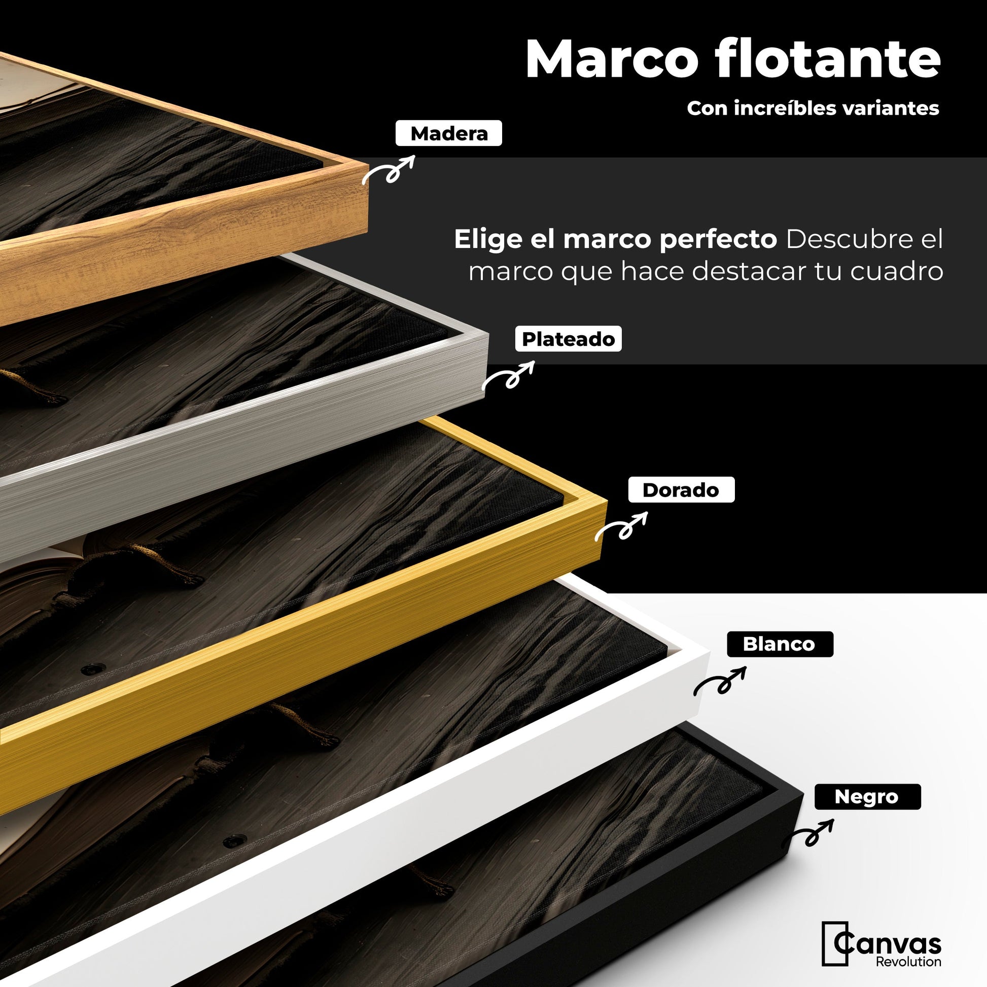 Cuadros Decorativos Canvas Revolution | Oro Entre Letras | ColoresMarco