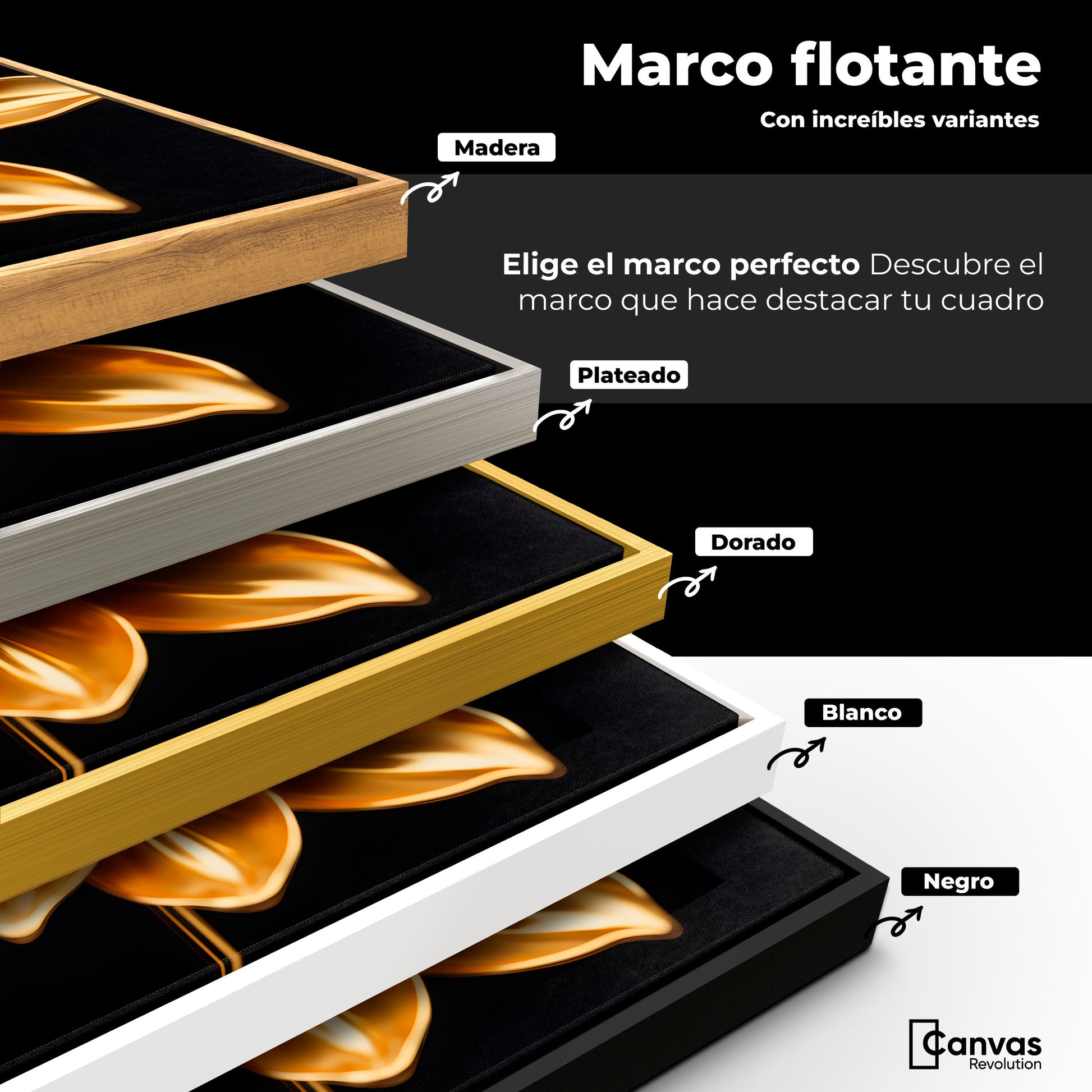 Cuadros Decorativos Canvas Revolution | Oro Flor Radiante | ColoresMarco