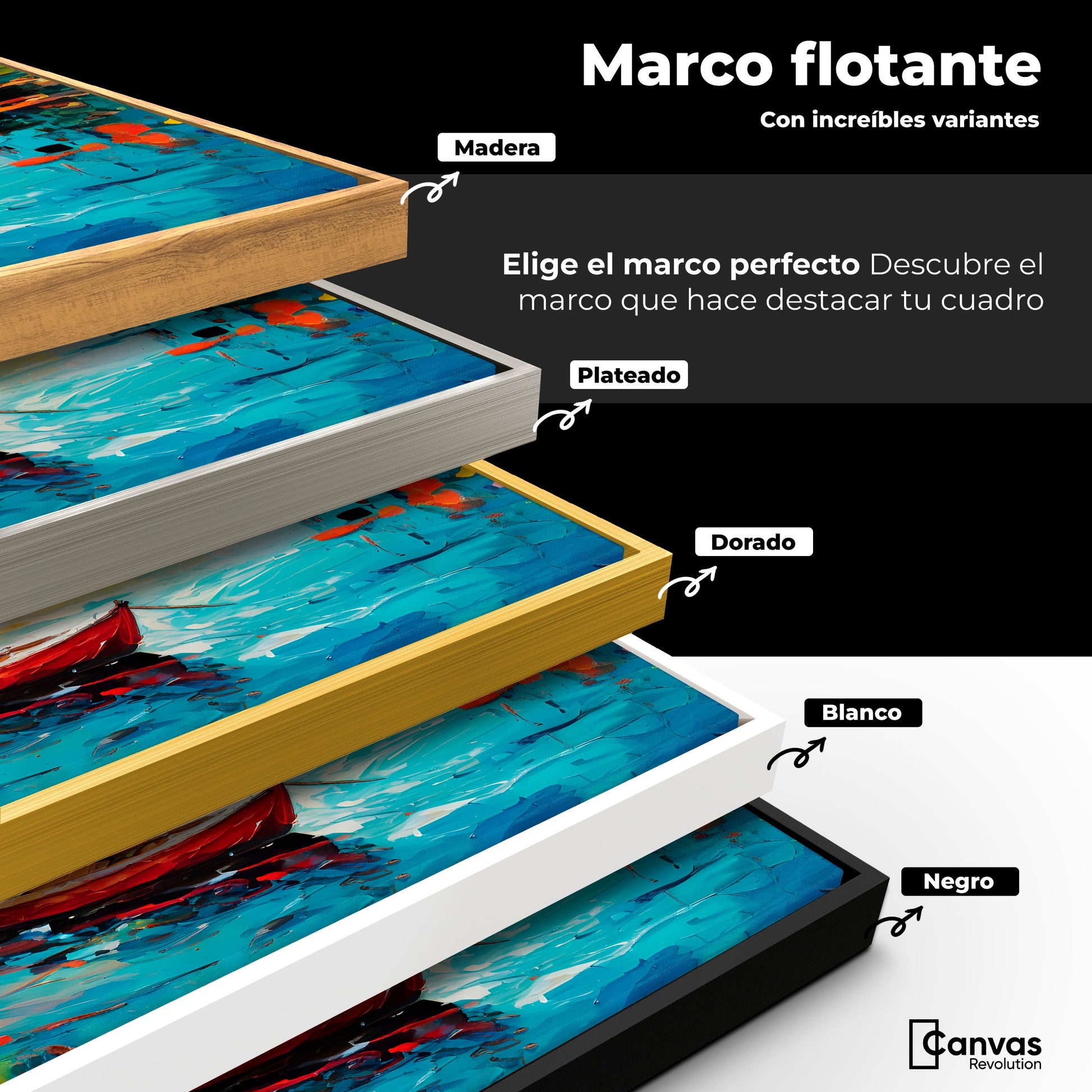 Cuadros Decorativos Canvas Revolution | Reflejos Bote Lago | ColoresMarco