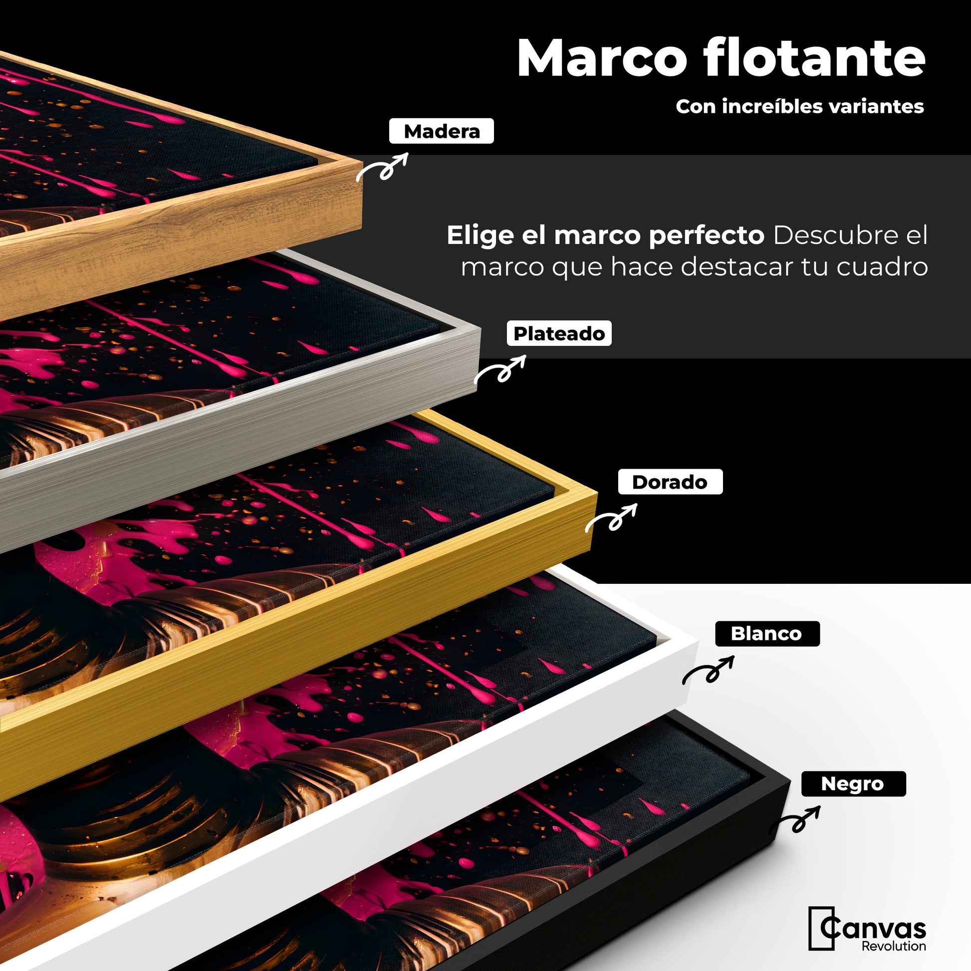 Cuadros Decorativos Canvas Revolution | Reflejos Oro Rosa | ColoresMarco