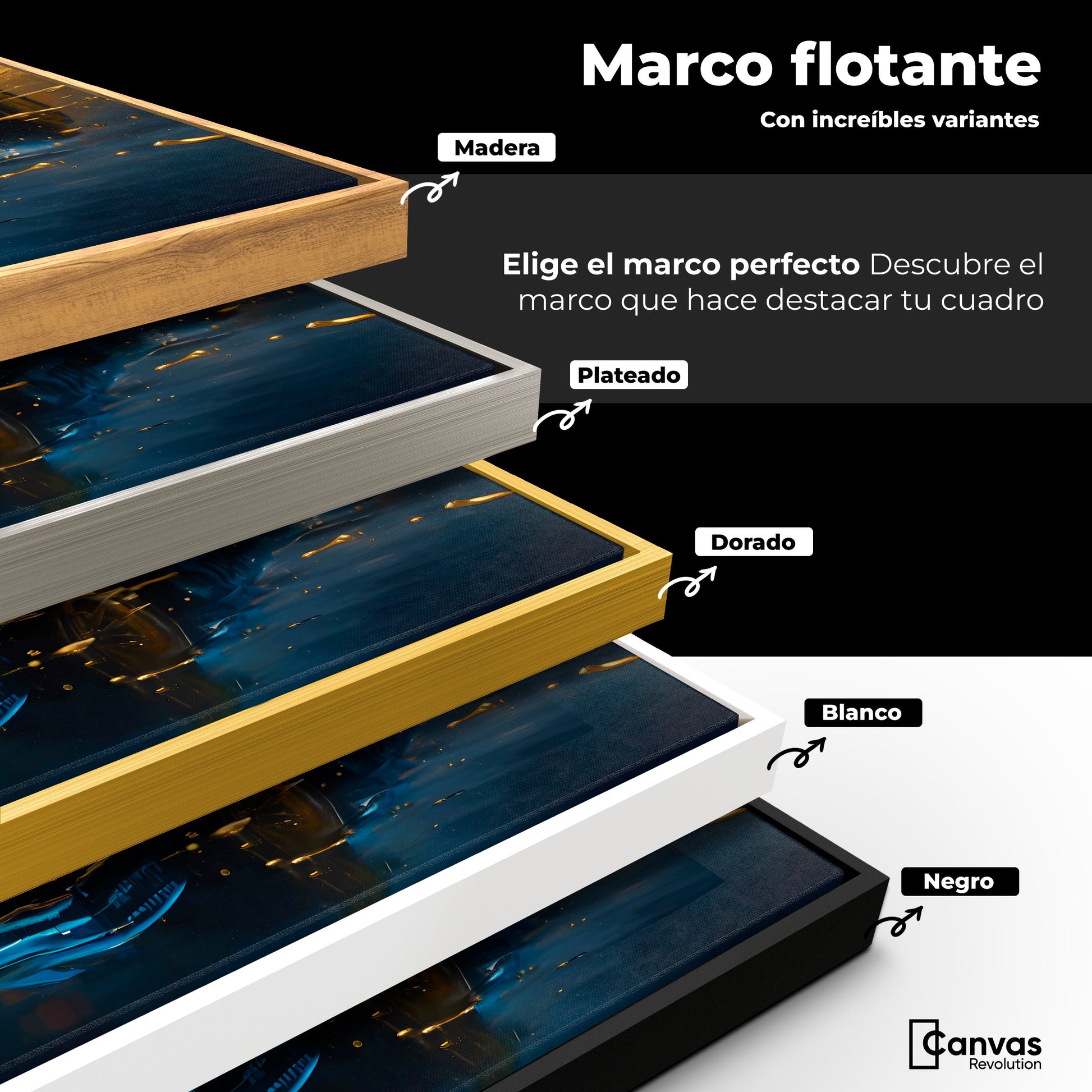 Cuadros Decorativos Canvas Revolution | Velocidad Azul Oro | ColoresMarco