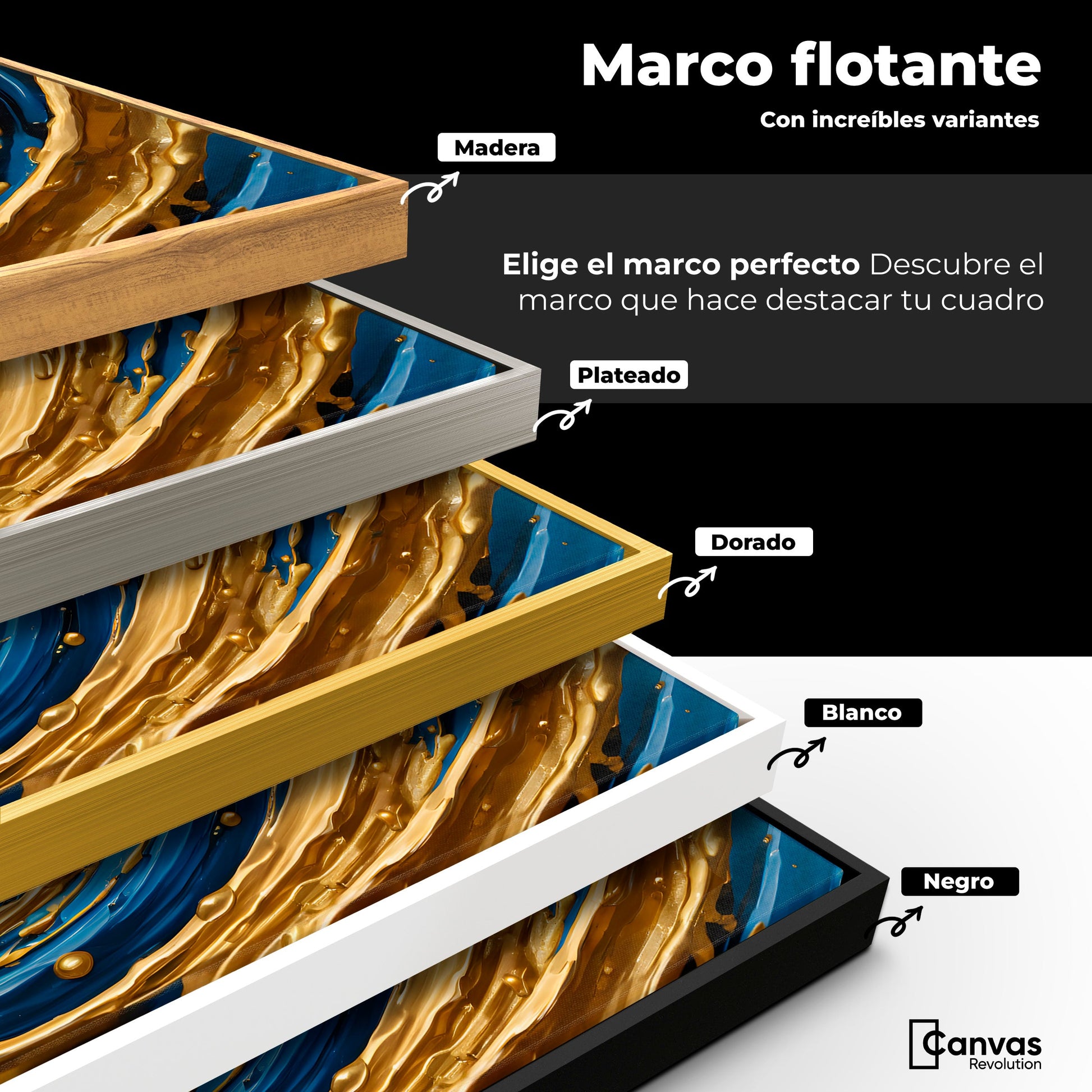 Cuadros Decorativos Canvas Revolution | Vortice Dorados | ColoresMarco