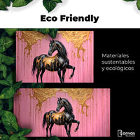 Cuadros Decorativos Canvas Revolution | Caballo Oro Rosa | EcoFriendly