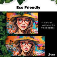 Cuadros Decorativos Canvas Revolution | Mujer Con Gafas | EcoFriendly