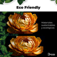 Cuadros Decorativos Canvas Revolution | Peonia Dorada Flor | EcoFriendly