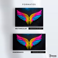 Cuadros Decorativos Canvas Revolution | Alas Angel Neon | Formatos