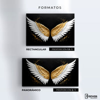 Cuadros Decorativos Canvas Revolution | Alas Oro Negro | Formatos